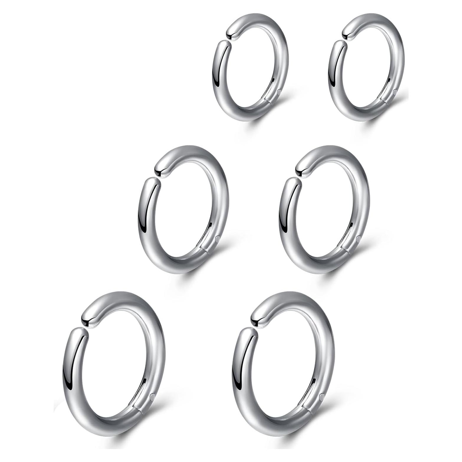 Pendientes Clip On Huggie SIISPRI Unisex Hipoalergénicos Acero Inoxidable