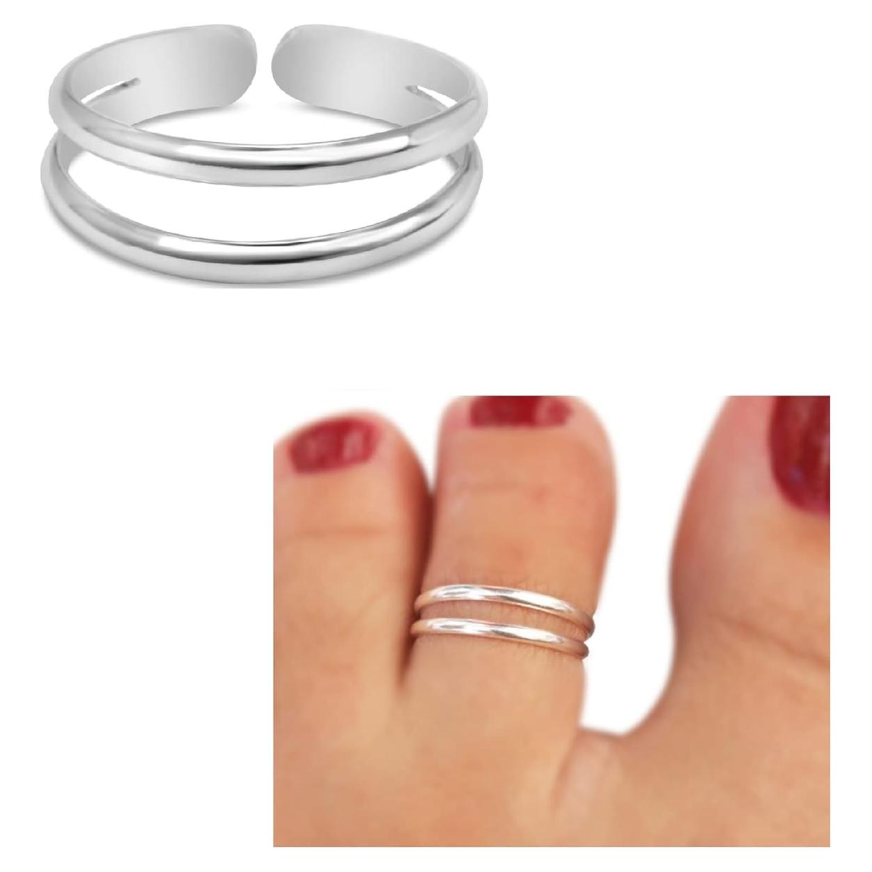 Anillo Ajustable de Plata Esterlina 925 MiYa - Doble Banda