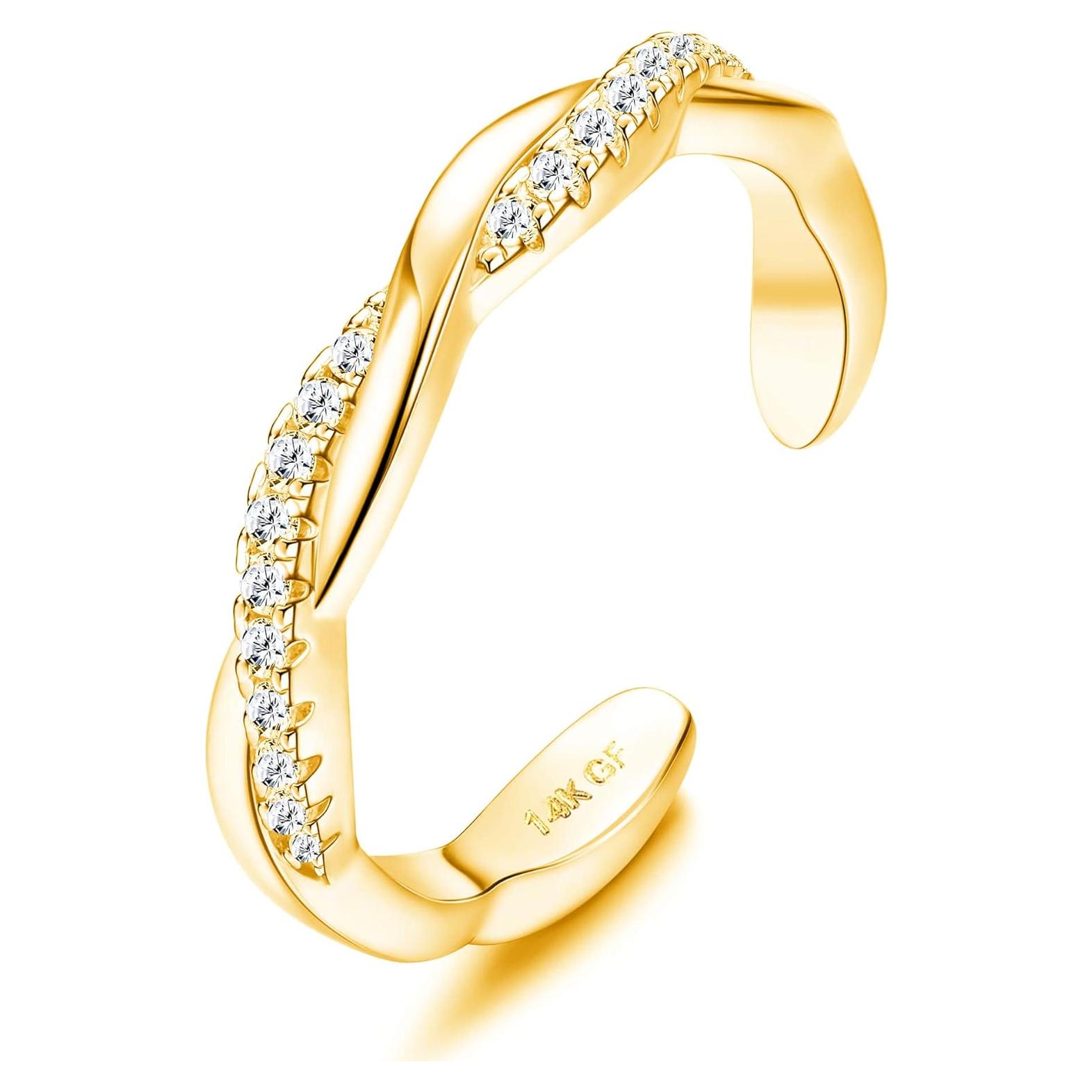 Anillos para dedos de los pies de oro 14K ajustables para mujer