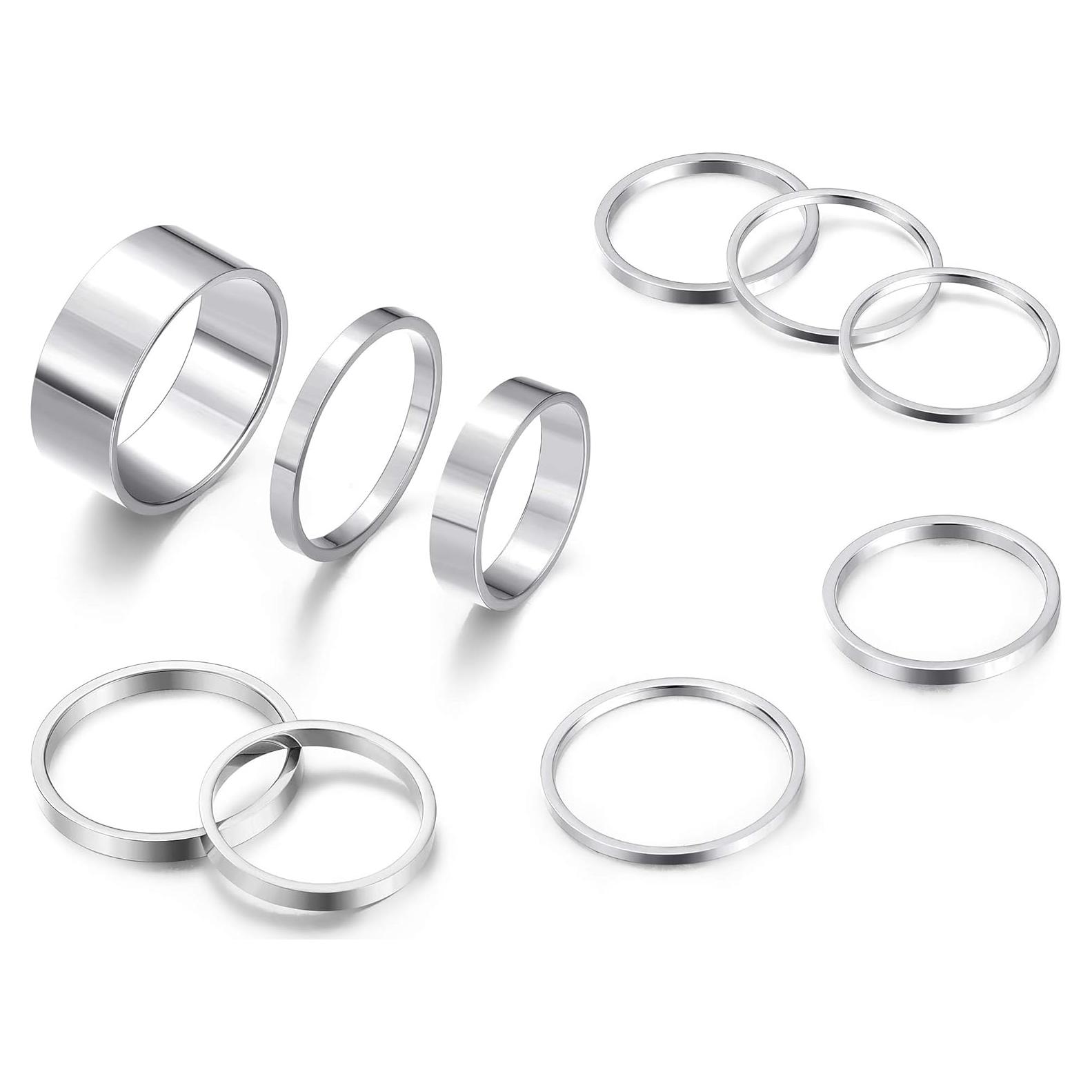 Conjunto de Anillos de Nudillo HAIAISO 10 Pcs Acero Inoxidable