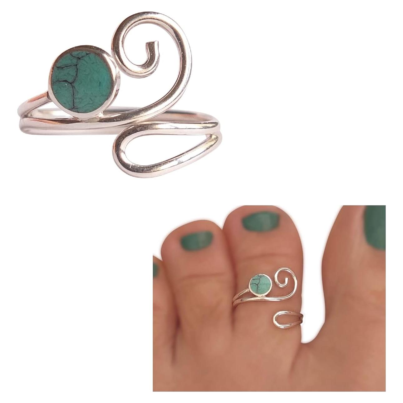 Anillo ajustable de plata esterlina 925 con turquesa 5mm MiYa