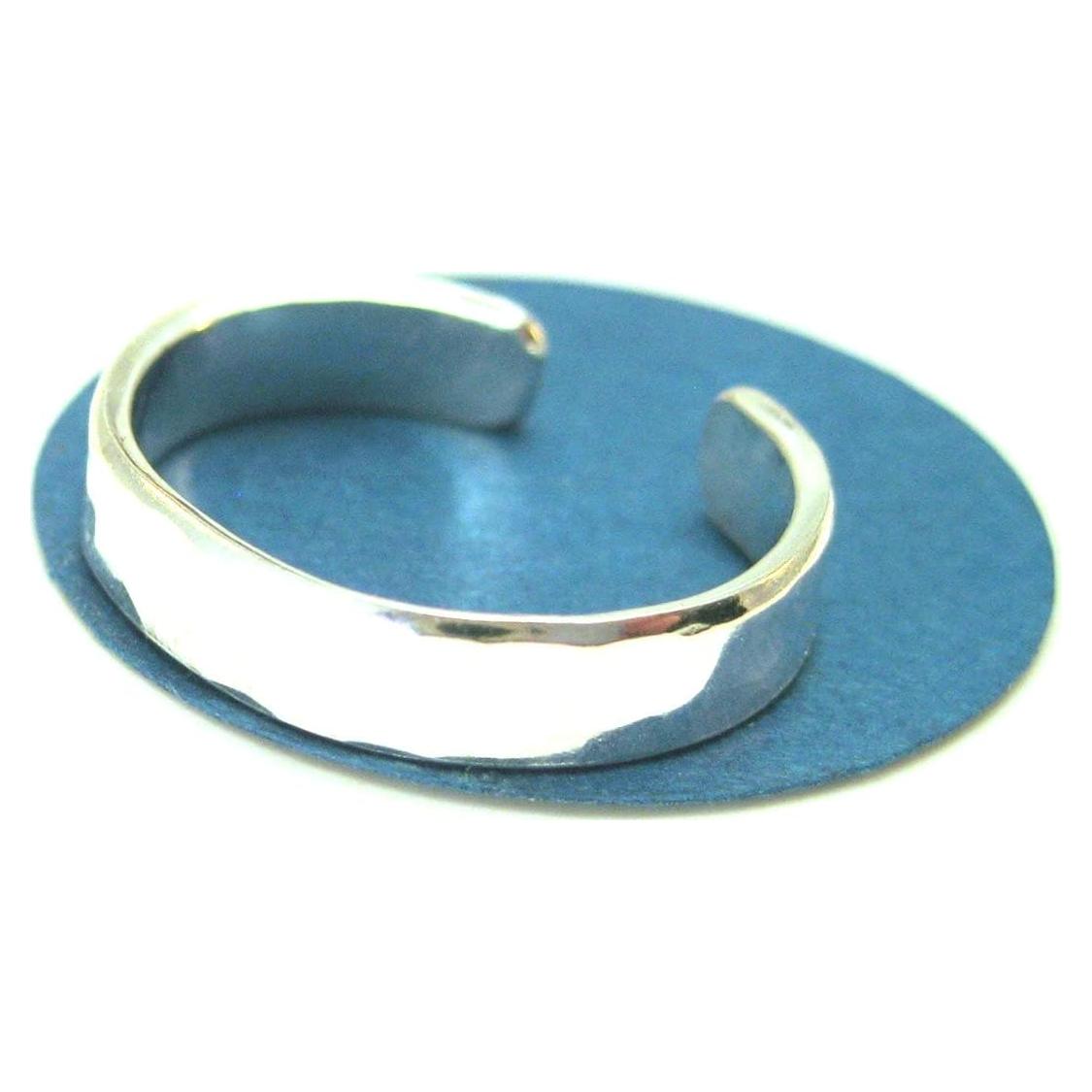 Anillo de Dedo de Plata Esterlina Martillada Ajustable