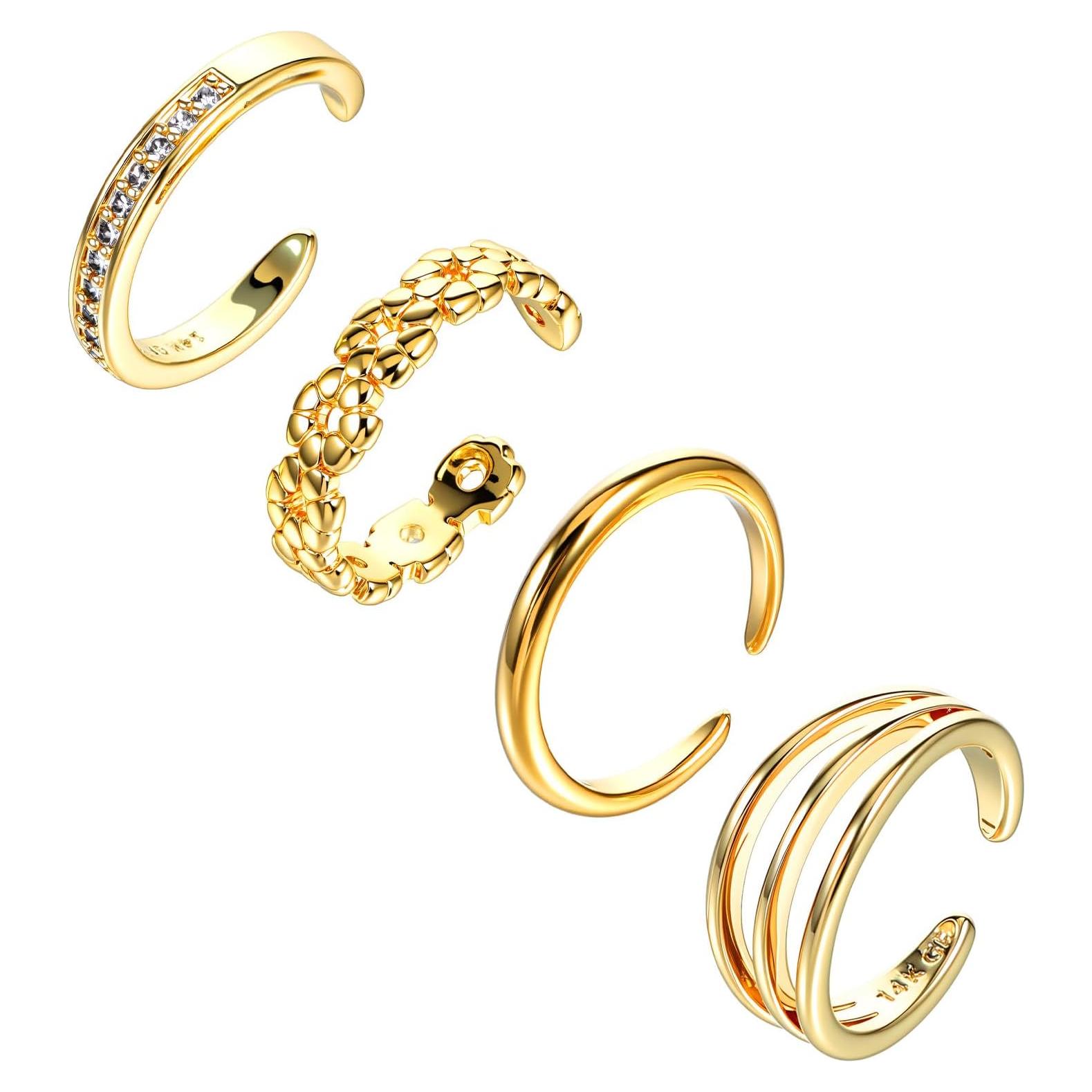 4 Anillos para Dedos de los Pies de Oro Heclia - Ajustables y Minimalistas