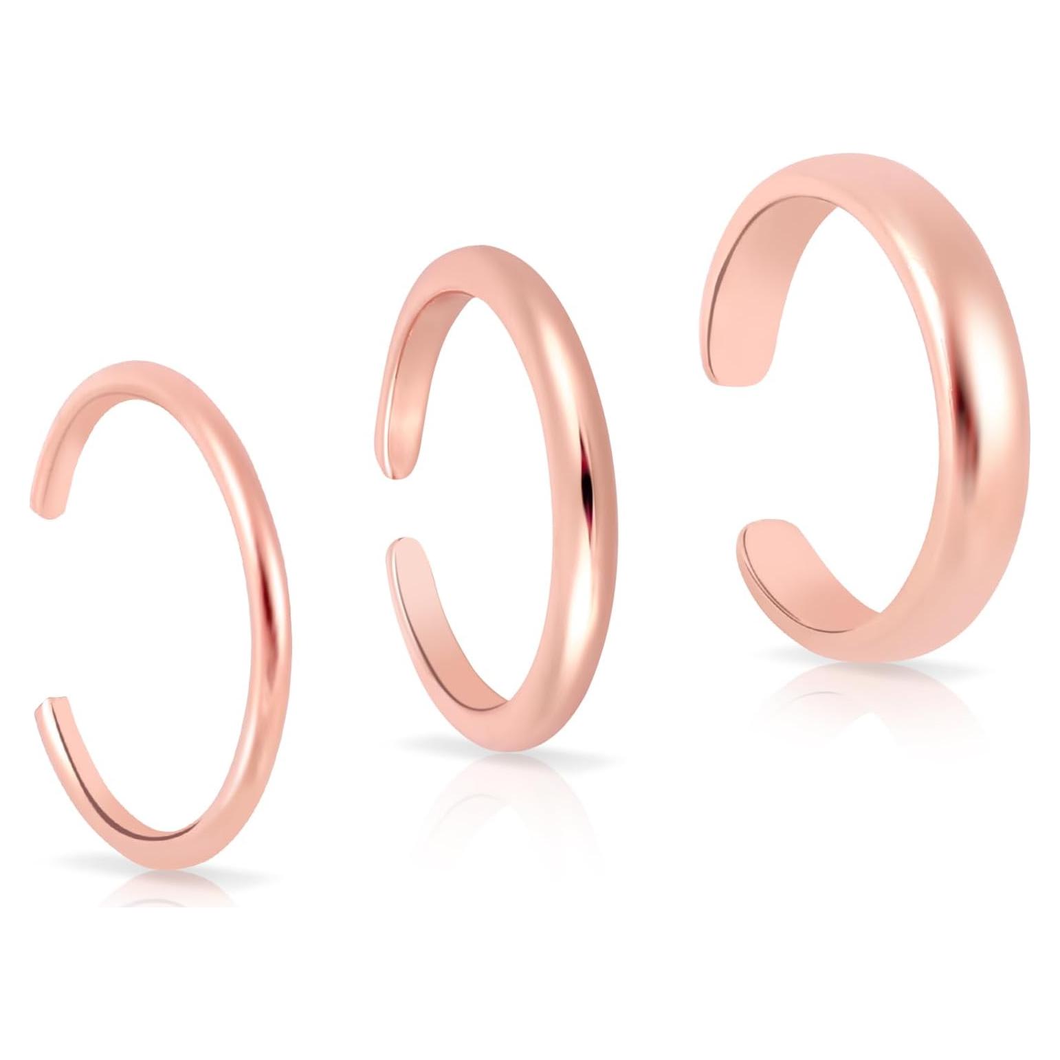 3 Anillos Ajustables de Cobre Mikovivi - Grosor 1mm, 2mm, 3mm