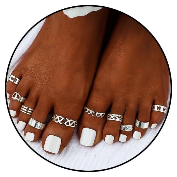 Conjunto de Anillos para Dedos de los Pies Mujeres Oro Ajustable