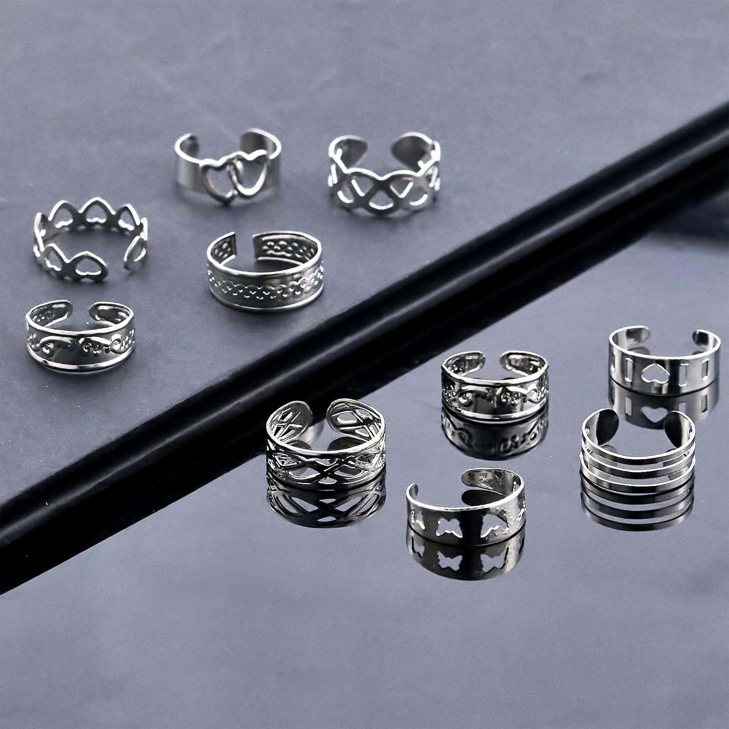 Conjunto de Anillos para Dedos de los Pies Mujeres Oro Ajustable