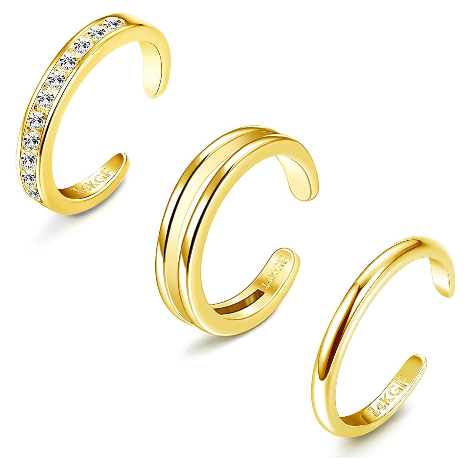 Conjunto de Anillos de Dedo de Oro 14K HAIAISO Ajustables