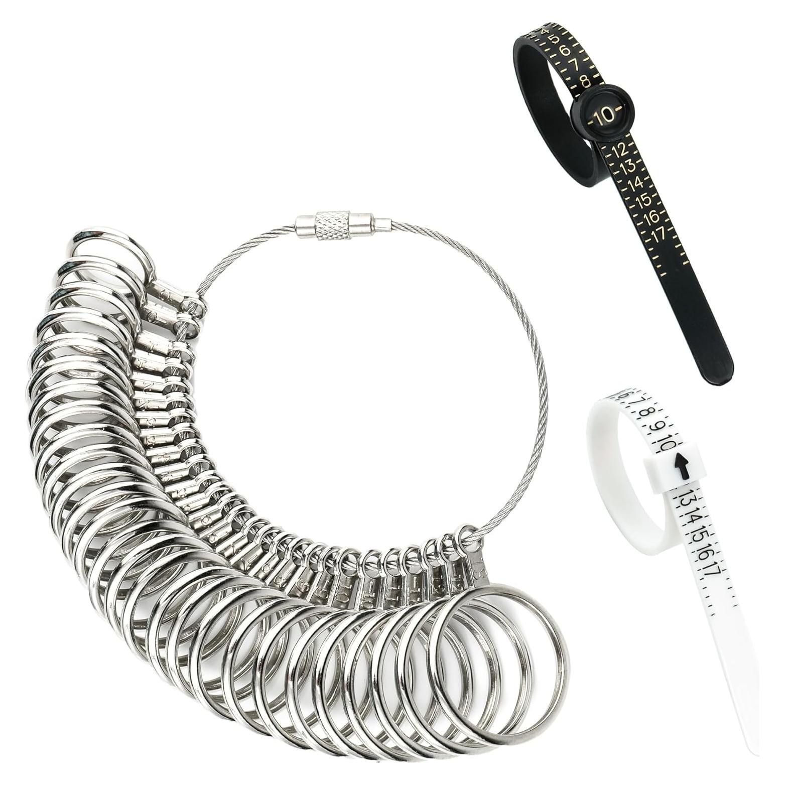 Kit Medidor de Talla de Anillo 3-en-1 Gmleey 0-17 con Lupa