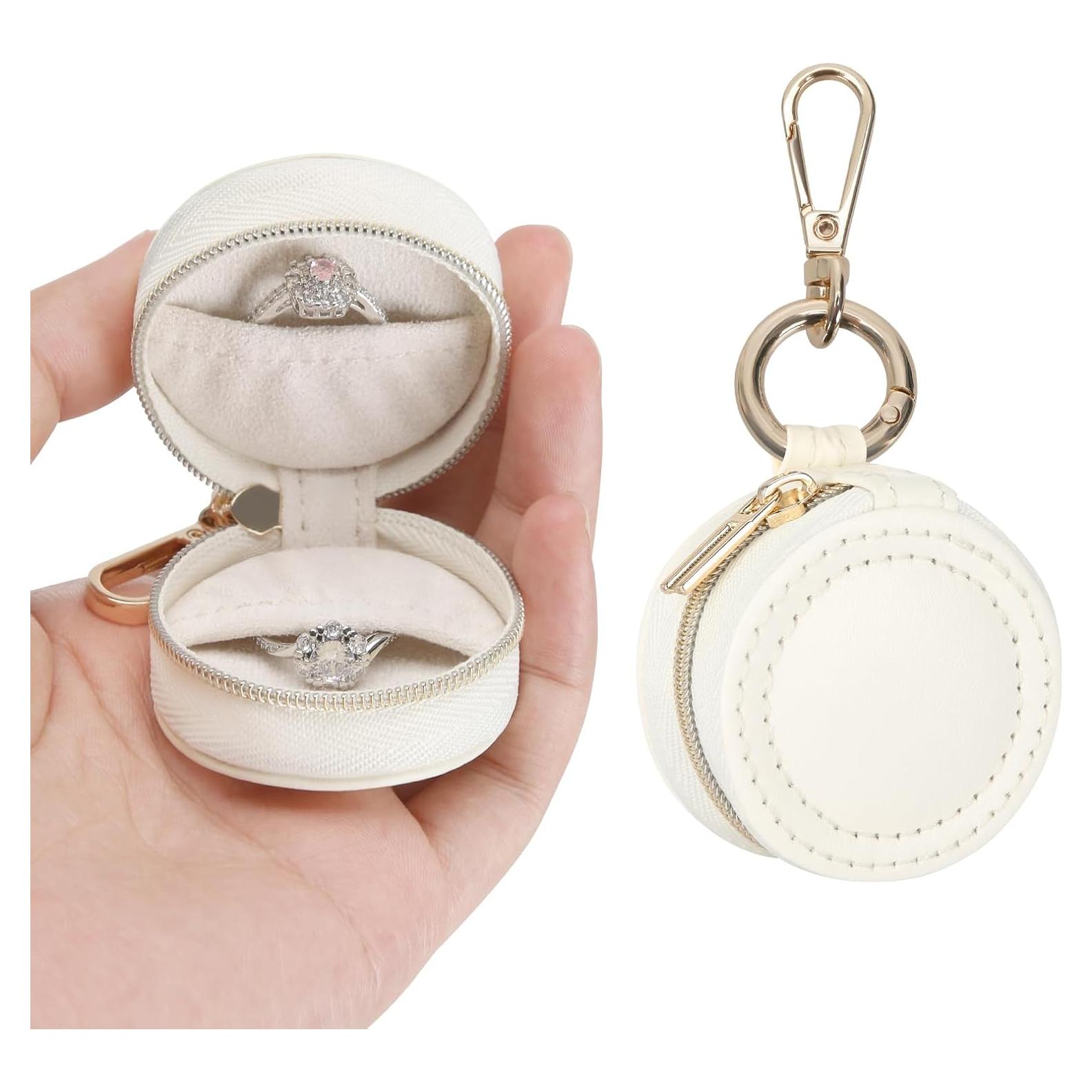 Caja de Soporte para Anillos KUKUVR Blanca Portátil 5x5x3 cm