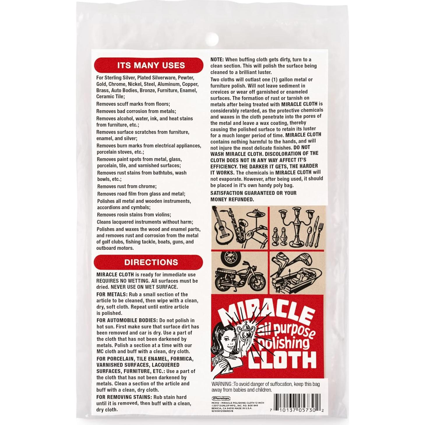 Paño de Pulido JIM DUNLOP MCR12 para Instrumentos 30.48 cm