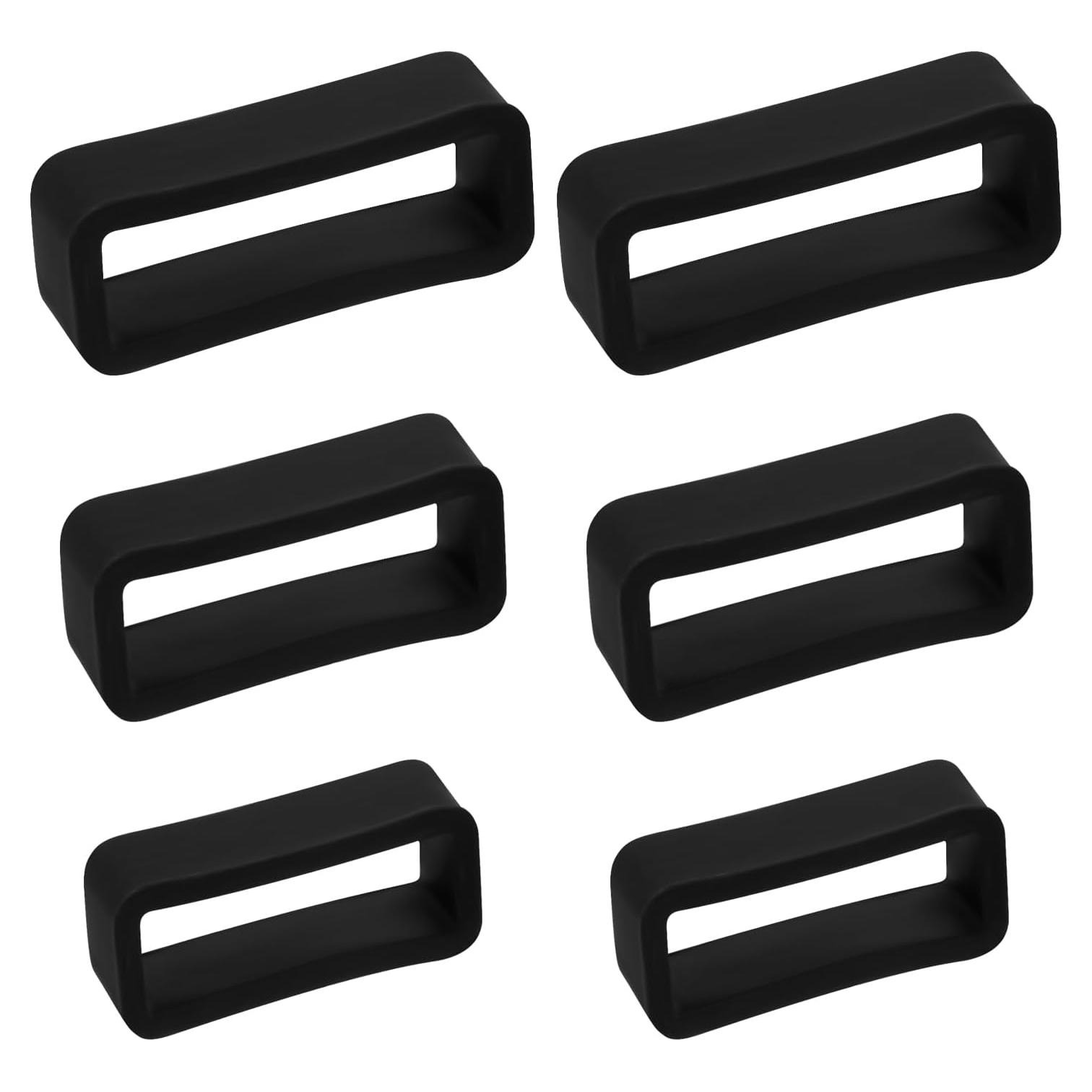 6 Sujetadores de Correa de Reloj Silicona Negro 14/16/18mm