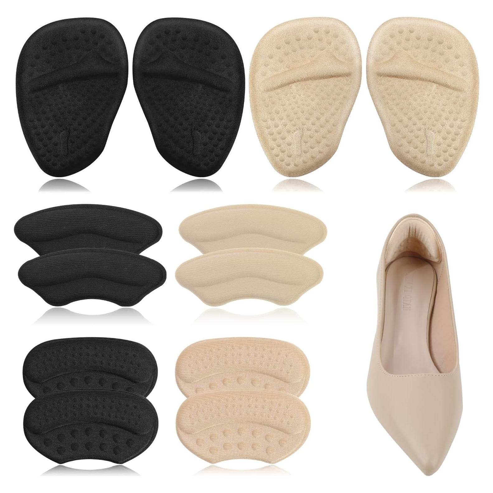 Almohadillas para Talones y Metatarsales Cverny - 4 Pairs Beige/Negro