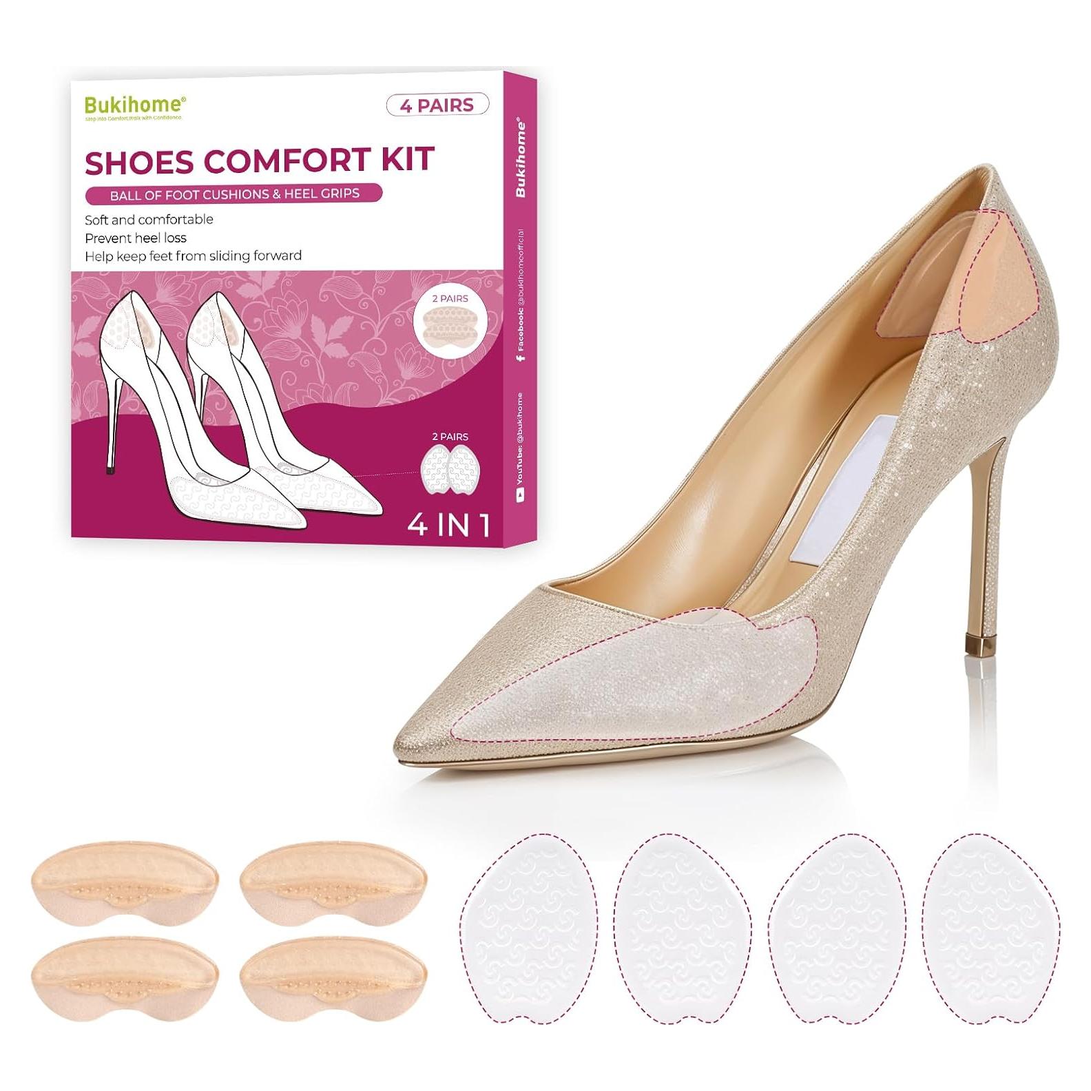 Almohadillas Metatarsales y Talón Bukihome - 4 Pares Transparentes