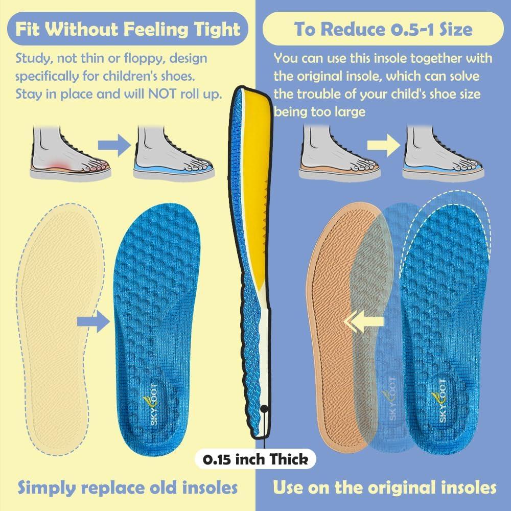 Plantillas Skyfoot para Niños 9-12.5, Transpirables y Ajustables