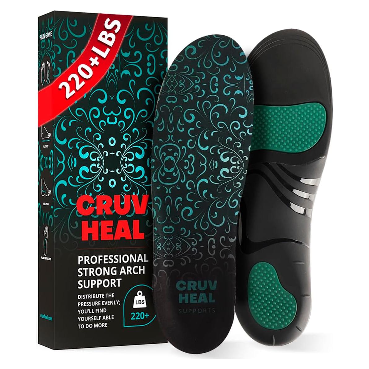 Plantillas ortopédicas CRUVHEAL para arco alto - XXL Turquesa