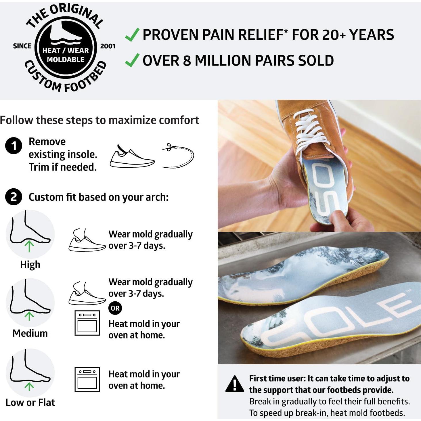 Plantillas ortopédicas SOLE delgadas para alivio de pies 3/5