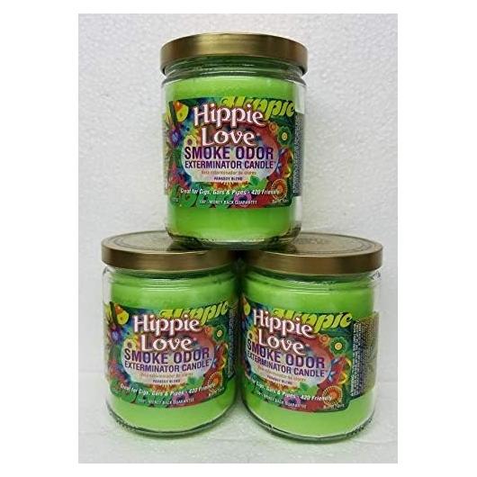 Juego de 3 Velas Exterminador de Olores Amor Hippie 368g