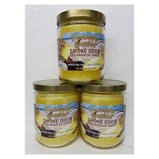 Juego de 3 Velas Exterminador de Olores a Humo Piña y Coco 368 g