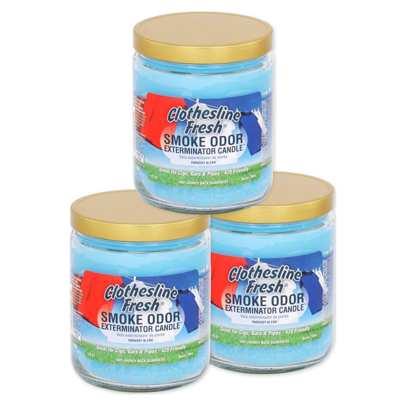 Juego de 3 Velas Exterminador de Olores de Humo 13oz