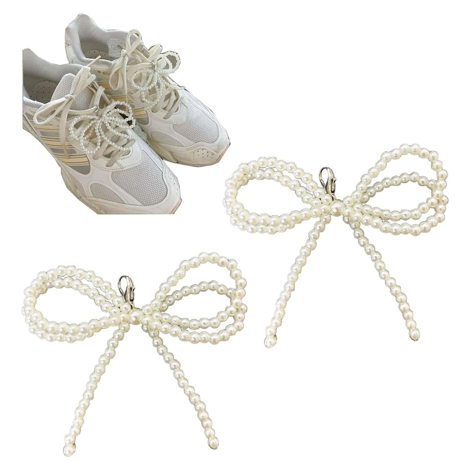 2 Piezas Charms de Perlas para Cordones de Zapatos - Blanco