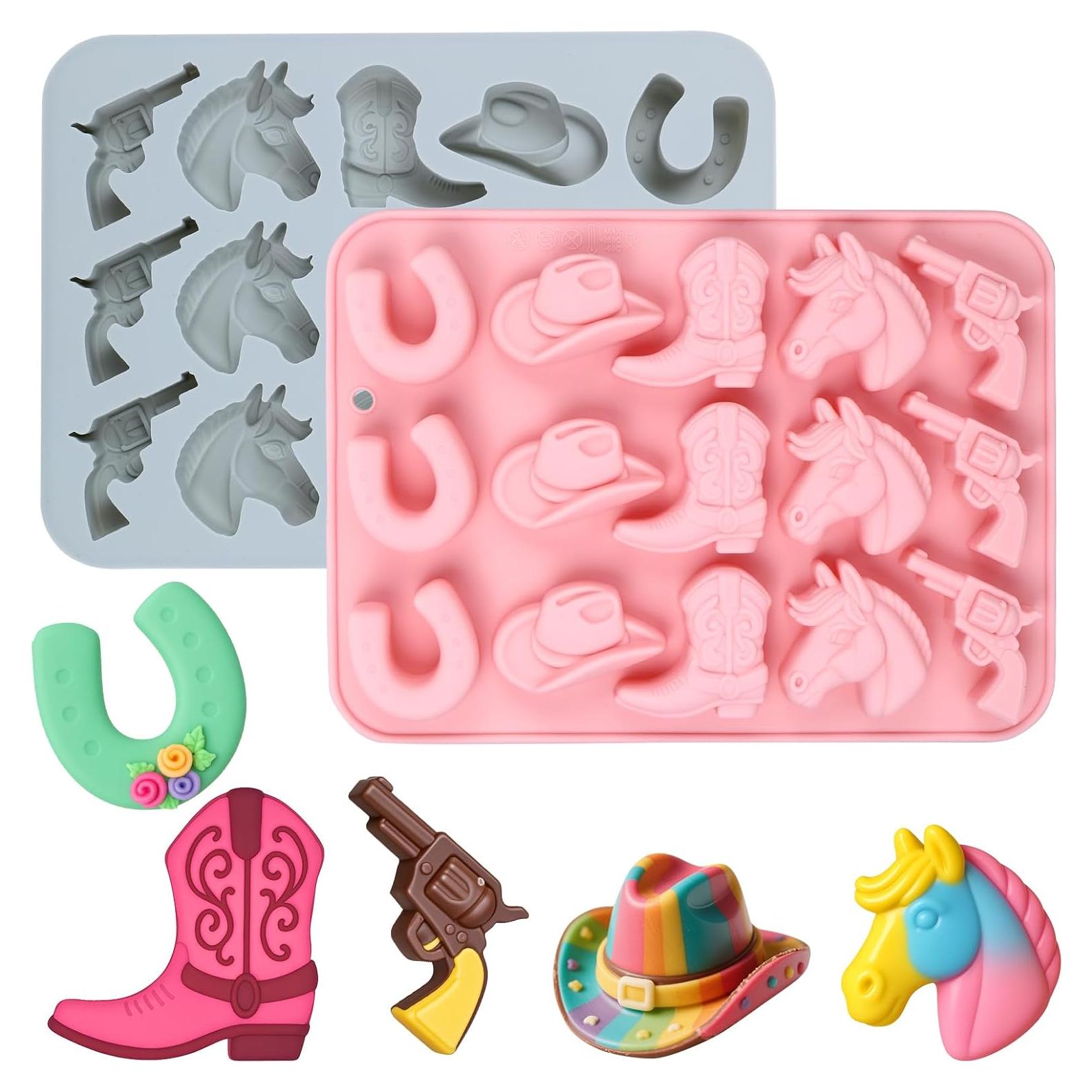 Moldes de Chocolate Palksky Vaquero 2Pcs Silicona Antiadherente