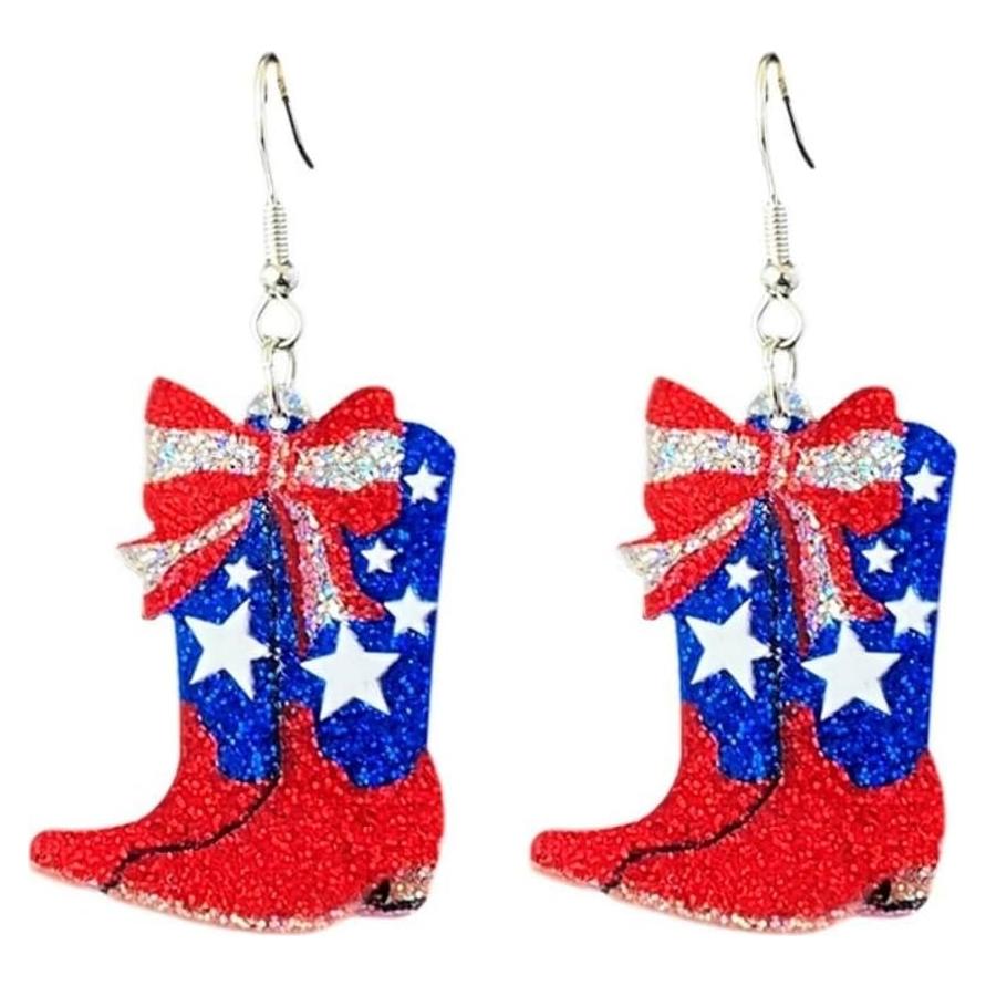 Pendientes Acrílicos en Forma de Águila y Bandera Americana - 4 de Julio
