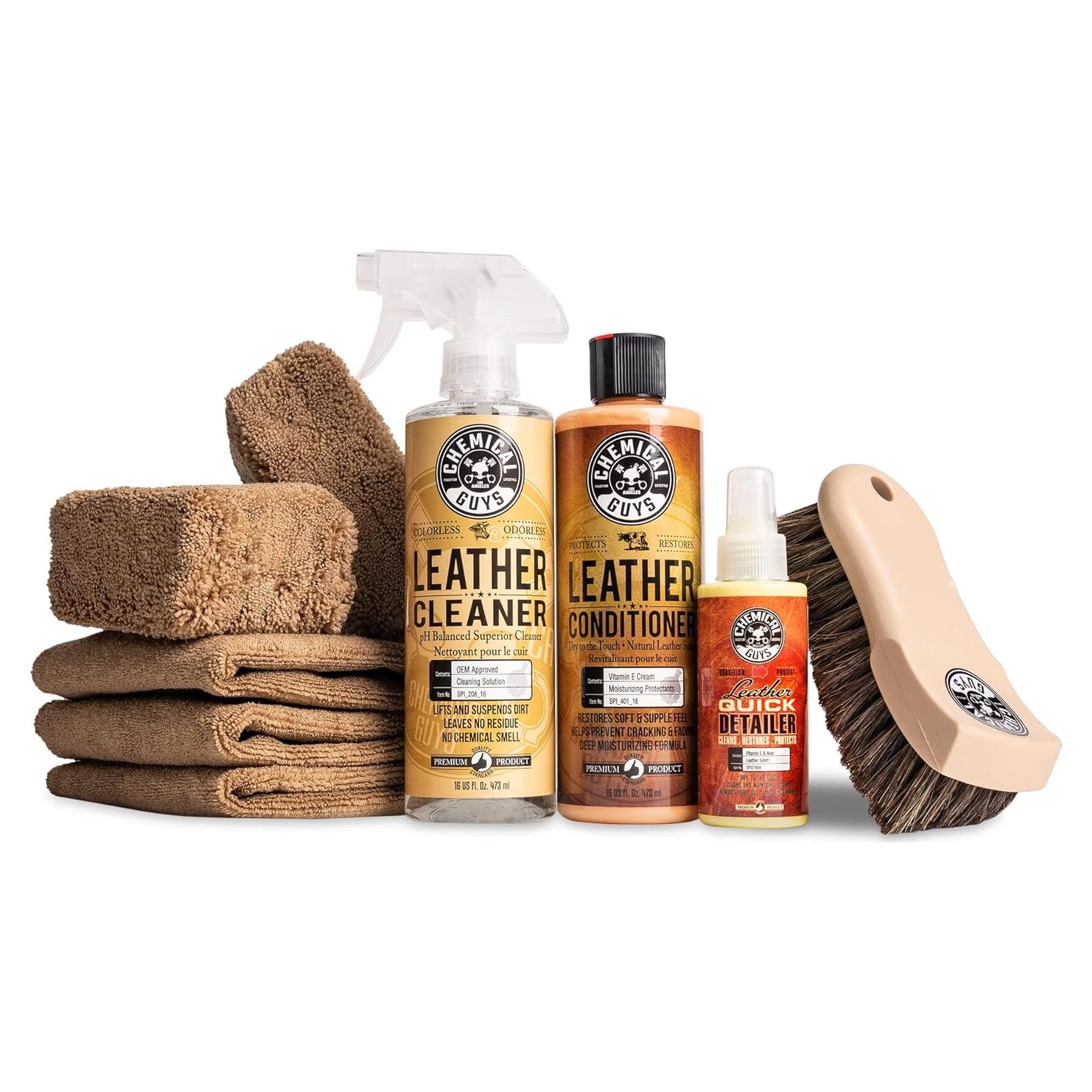 Kit de limpieza y acondicionador de cuero Chemical Guys HOL303, 9 piezas