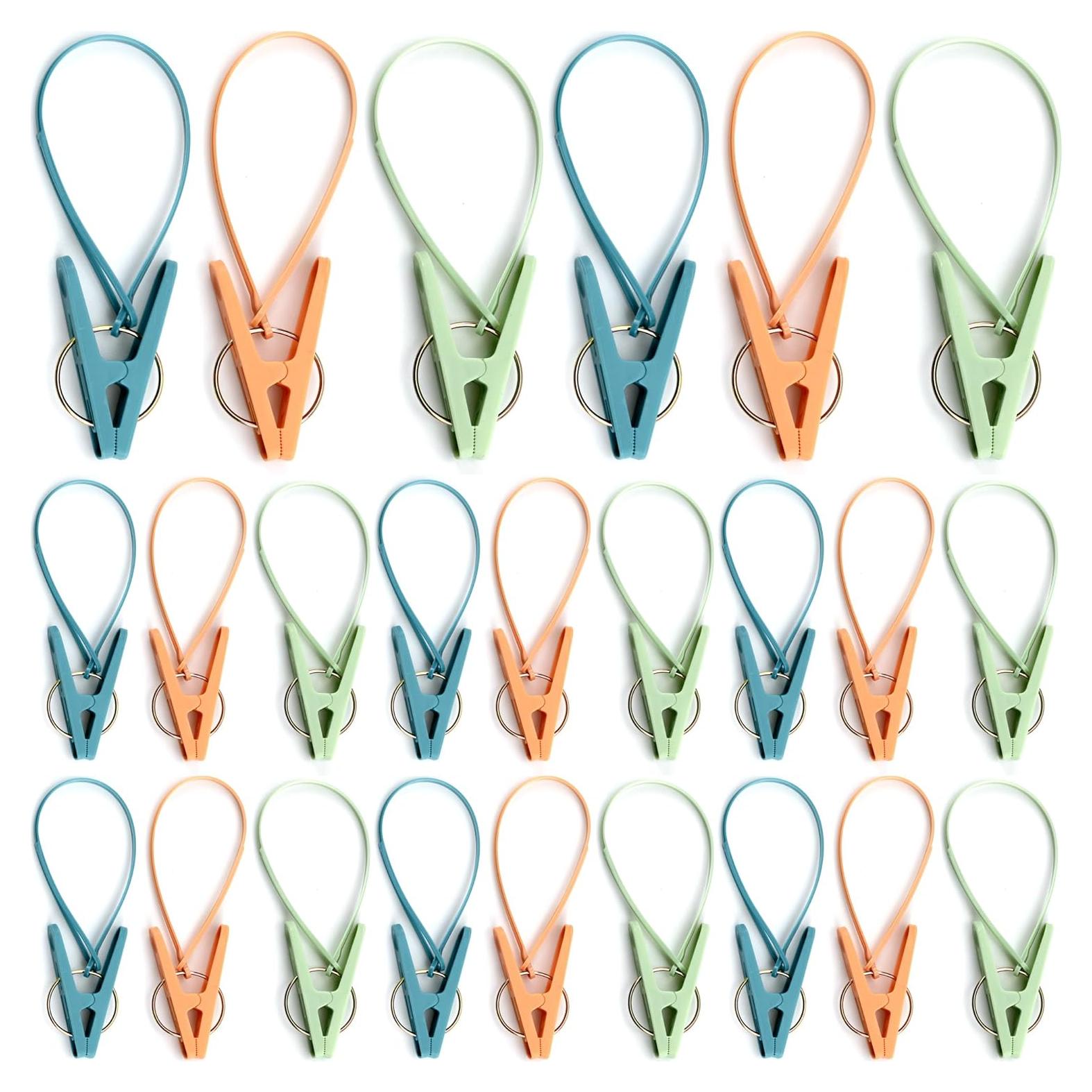 Paquete de 24 Pinzas para Ropa CloTong Antiviento Multicolor