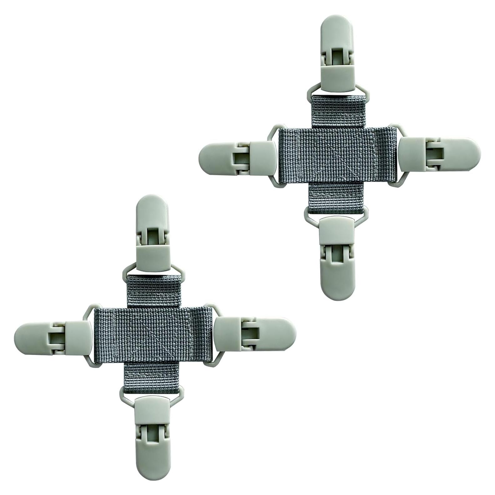 Paquete de 2 Clips Sujetadores de Sábanas Josuyofo Gris
