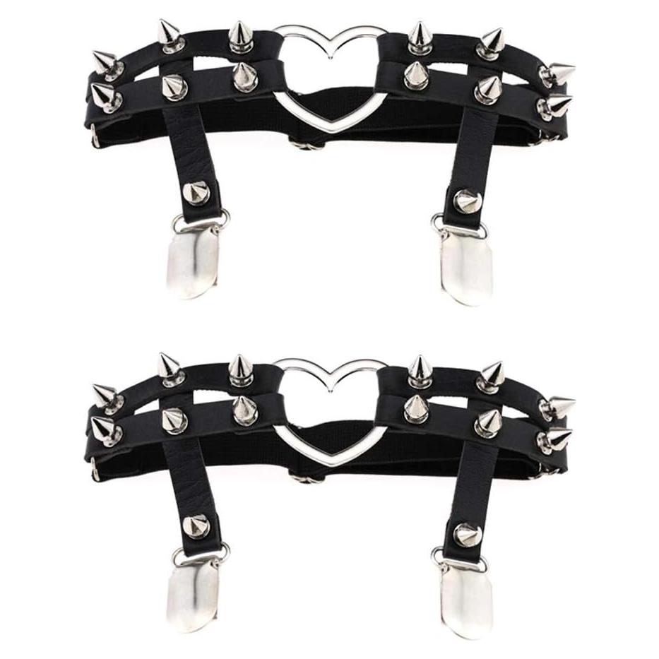 Medias Góticas Ajustables Jurxy con Corazones y Estrellas - Negro