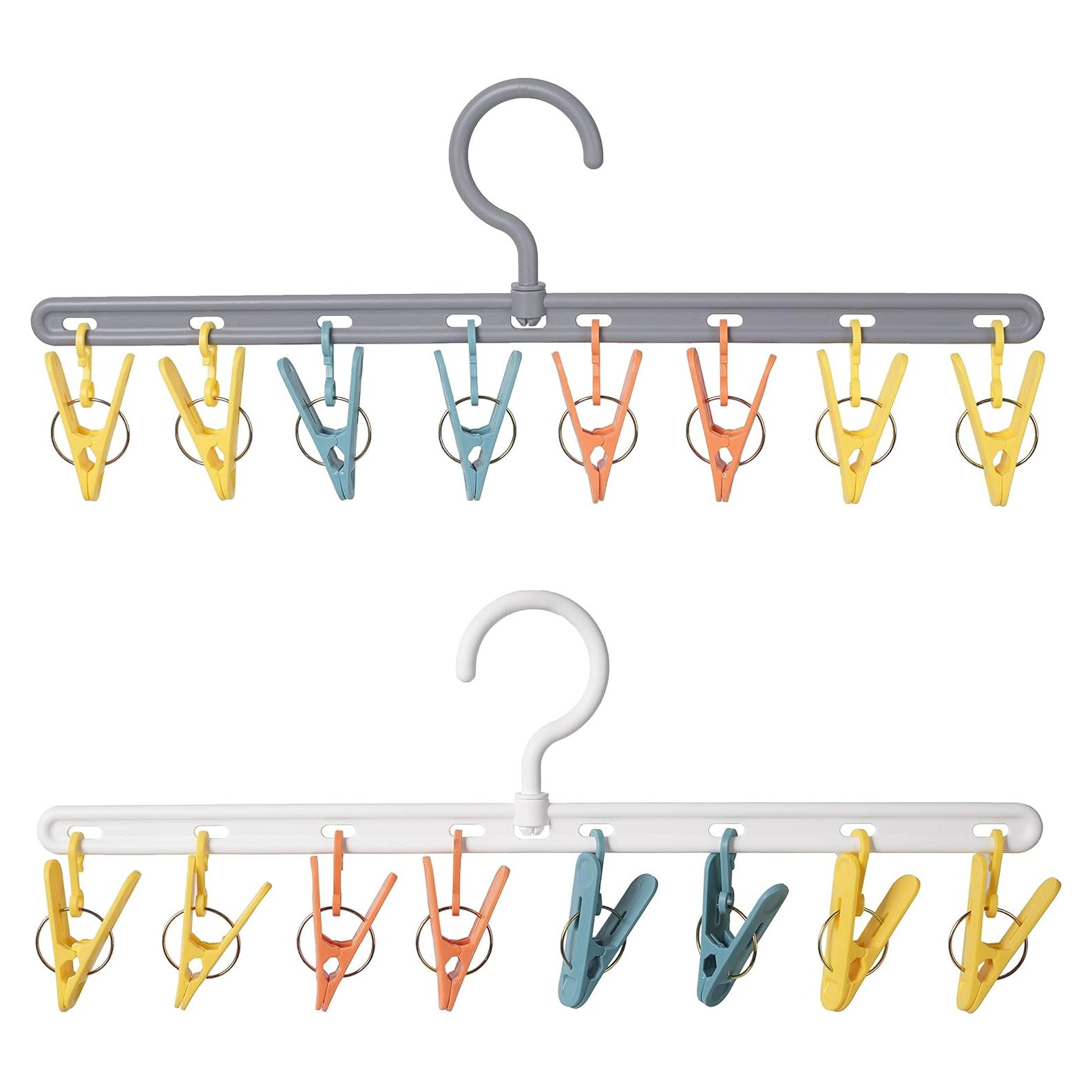 Perchas de Ropa Foshine 2 Paquetes con 8 Clips Multicolor