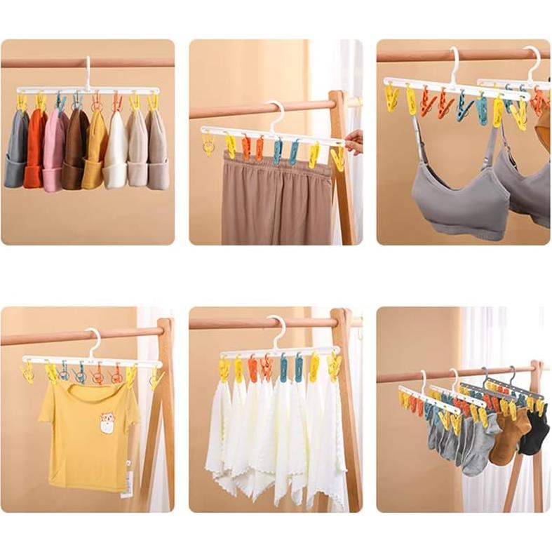 Perchas de Ropa Foshine 2 Paquetes con 8 Clips Multicolor