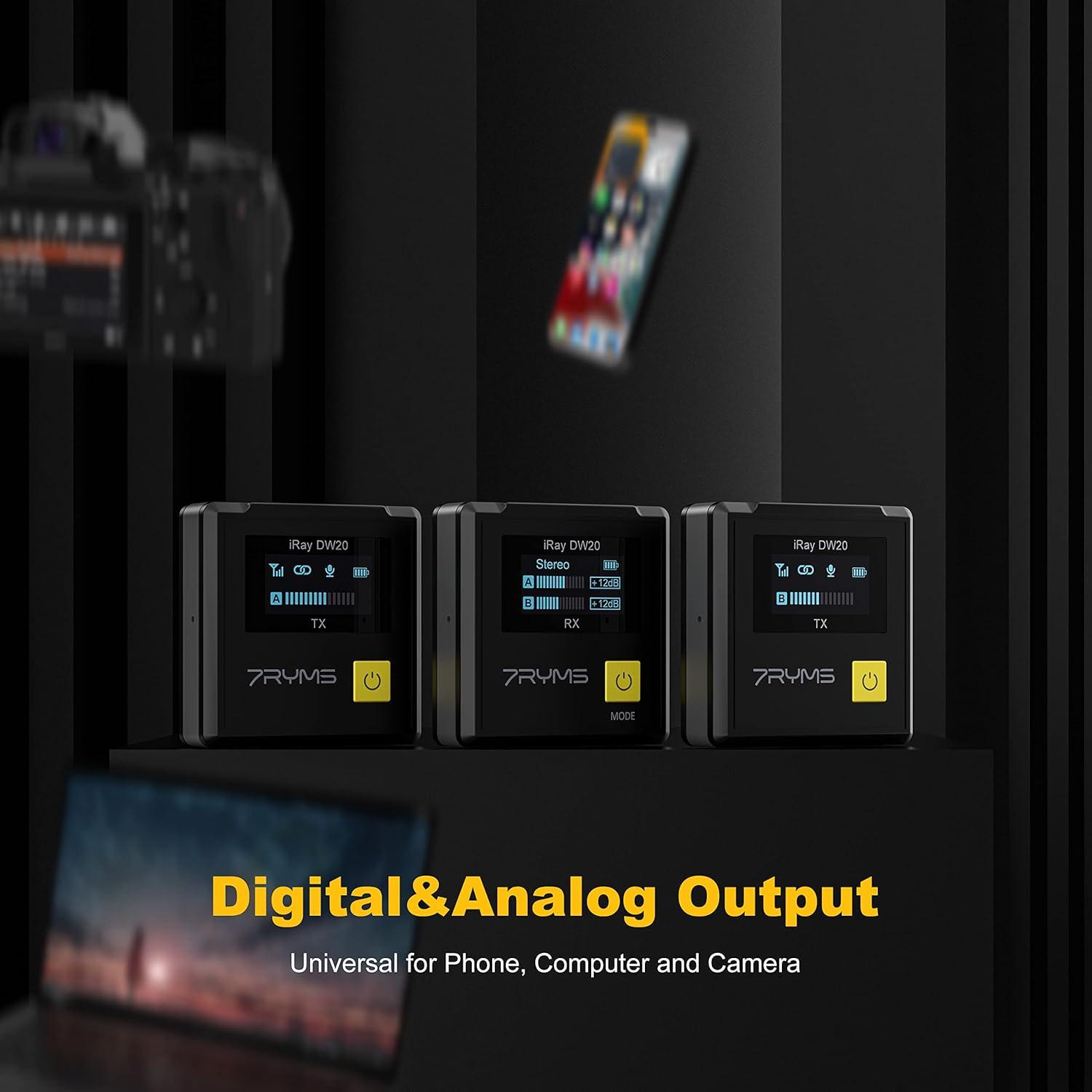 Micrófono Lavalier Inalámbrico 7RYMS iRay DW20 100m