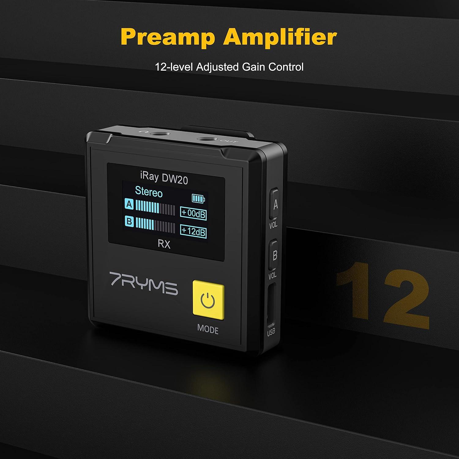 Micrófono Lavalier Inalámbrico 7RYMS iRay DW20 100m