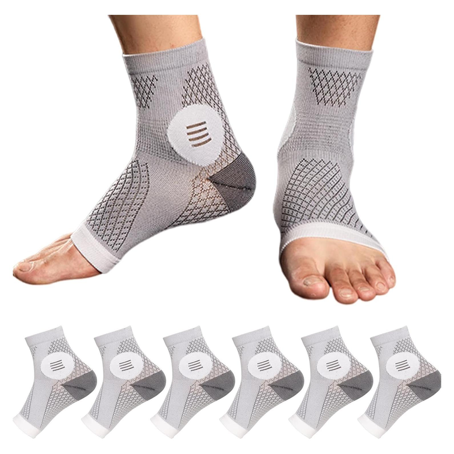 Calcetines de Compresión Yanmide para Neuropatía - 3 Pares, 20-30 mmHg, Extra Grande, Gris