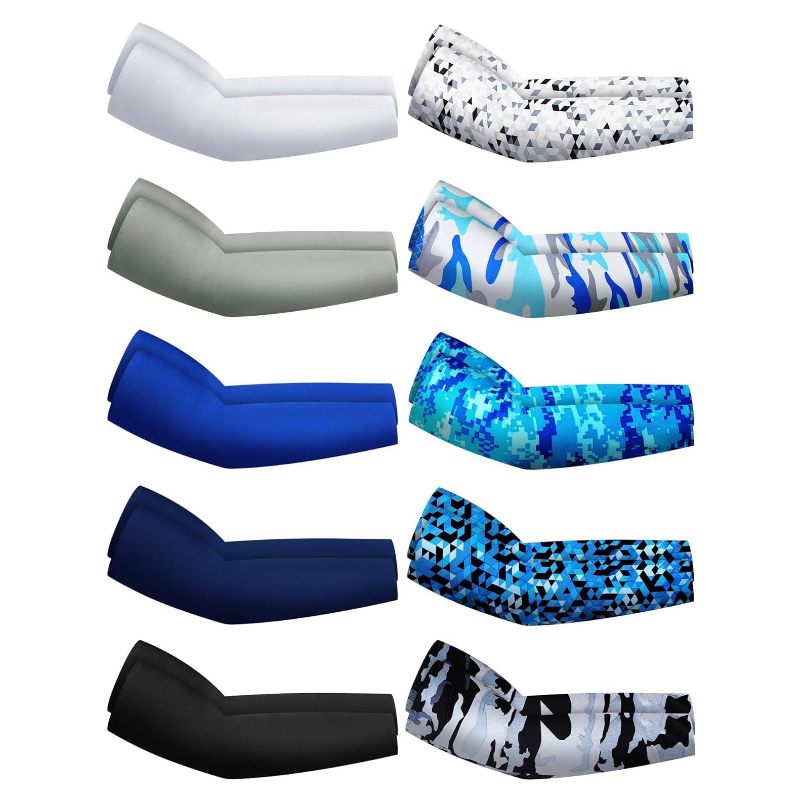 Hicarer 10 Pares Mangas de Compresión UV para Hombres y Mujeres