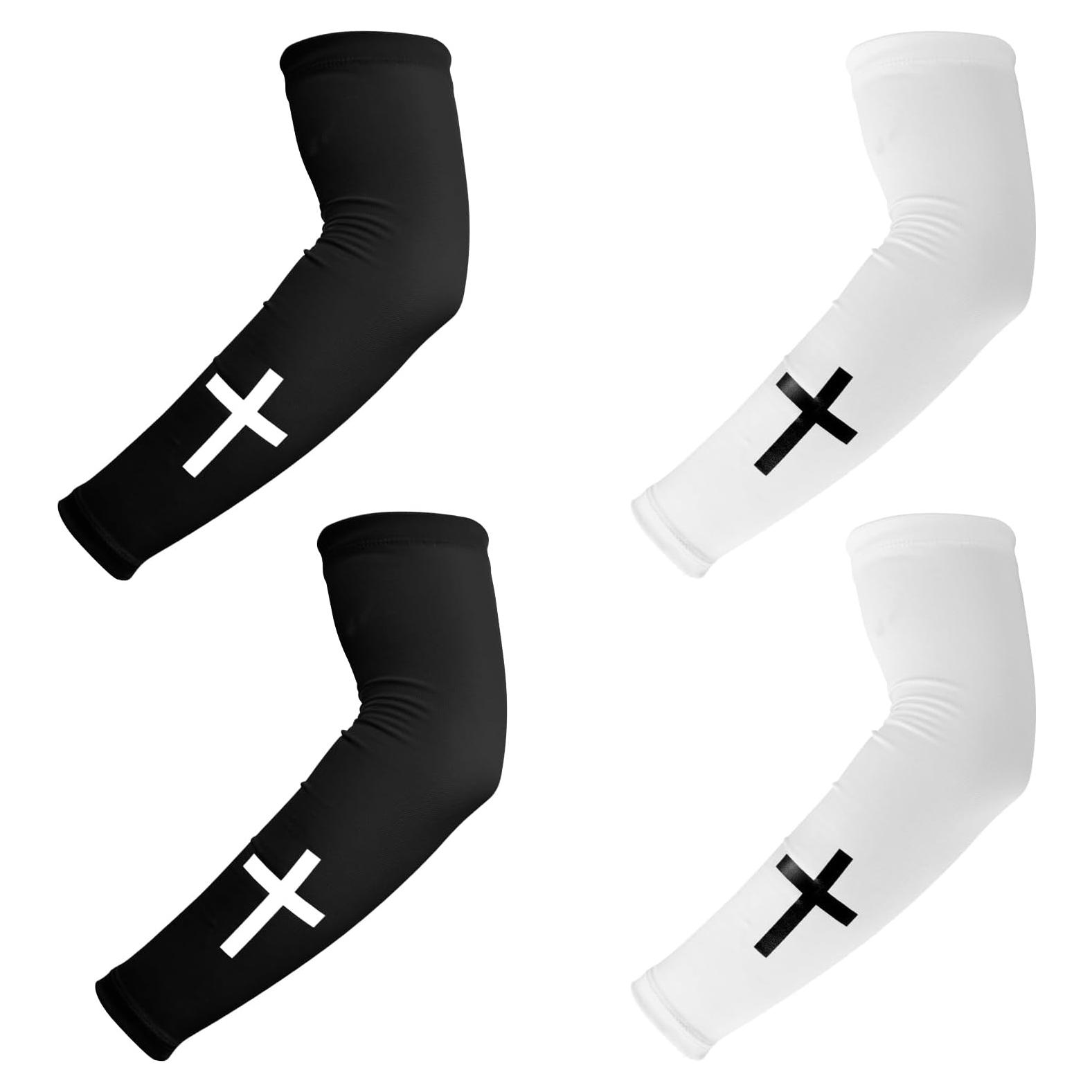 Mangas de Brazo BOXOB Cruz de Fe 2 Pares Unisex Negro Blanco