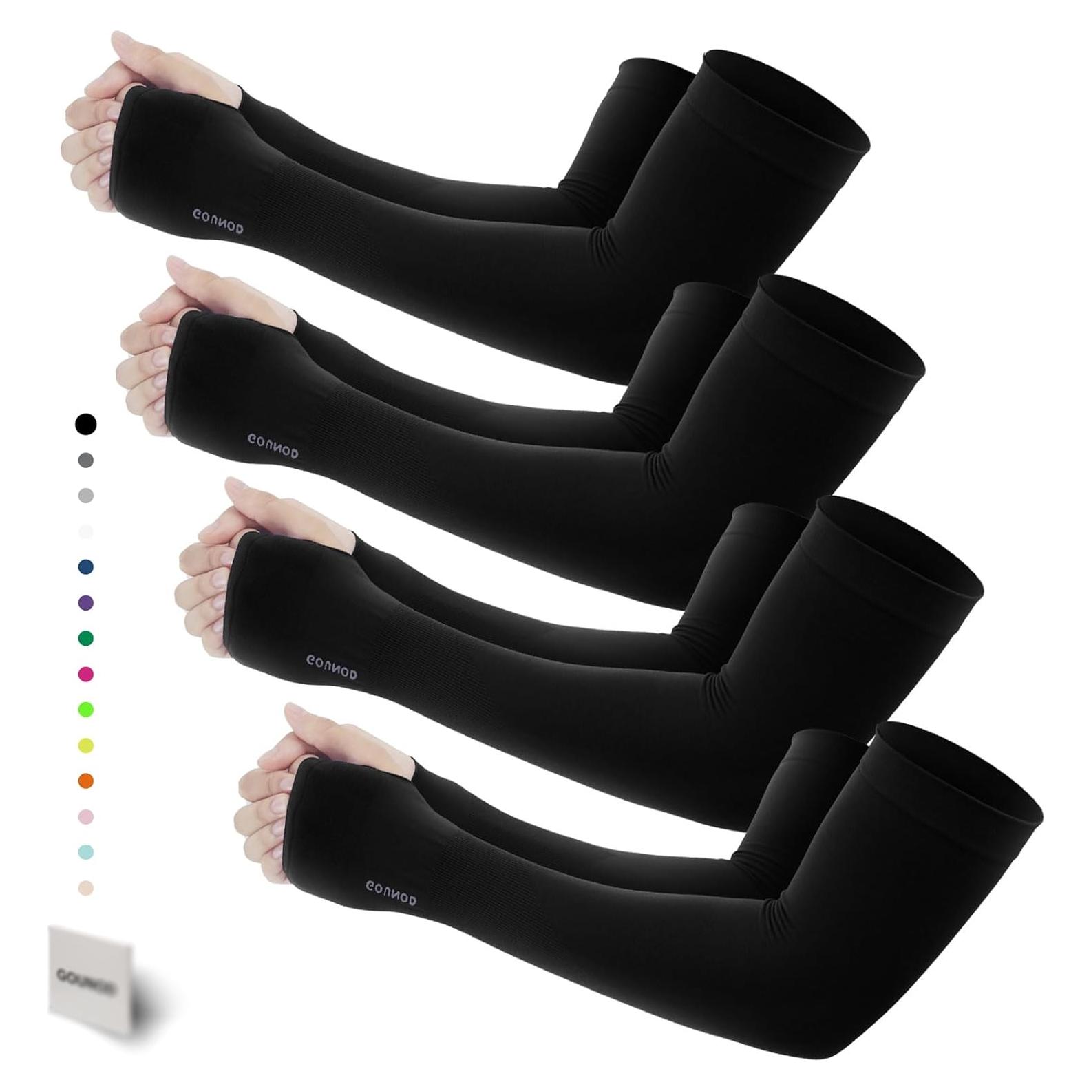 Mangas de Jardinería GOUNOD UV para Hombres y Mujeres - 4 Pares Negros