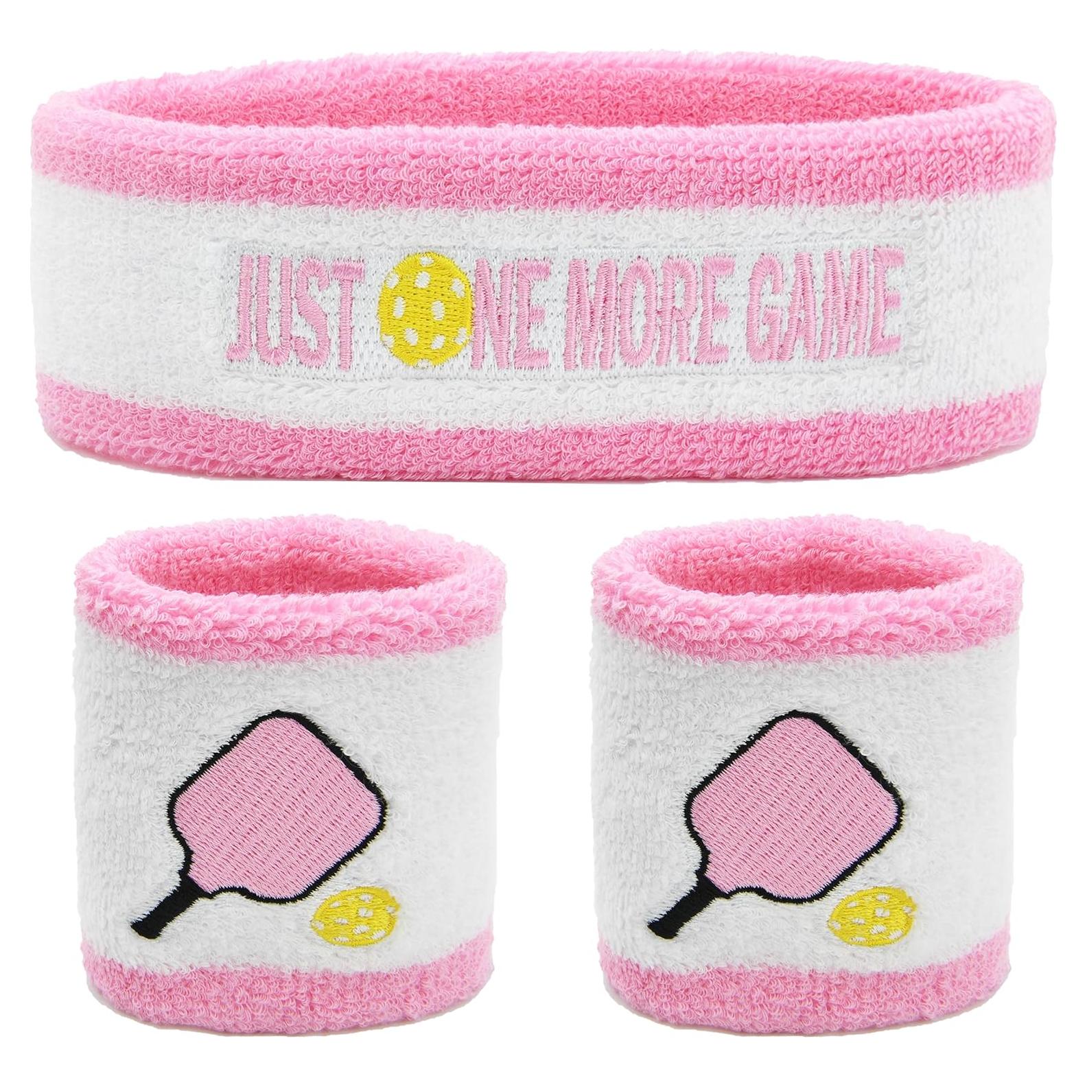 Conjunto de 3 Piezas Muñequera y Banda Cabeza MINYJHZ Rosa