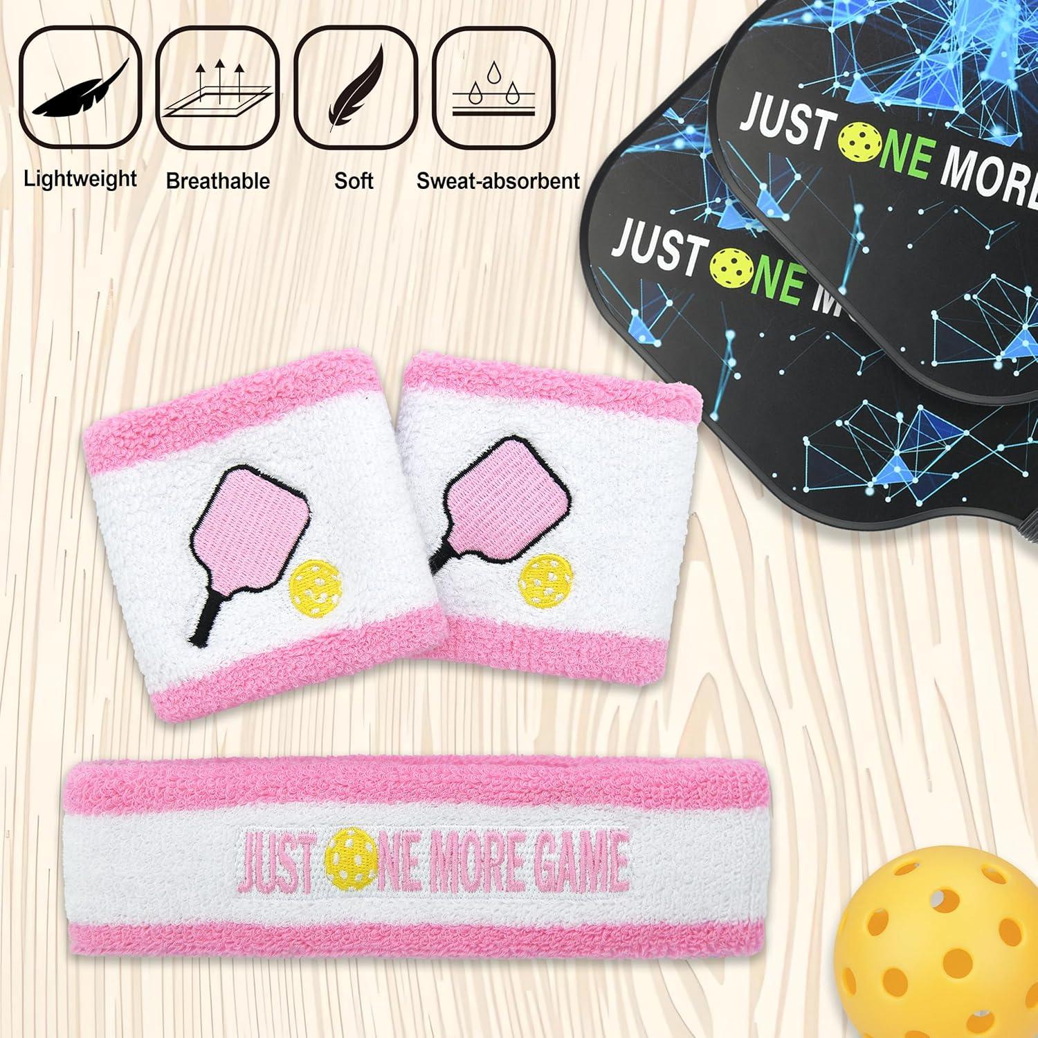 Conjunto de 3 Piezas Muñequera y Banda Cabeza MINYJHZ Rosa