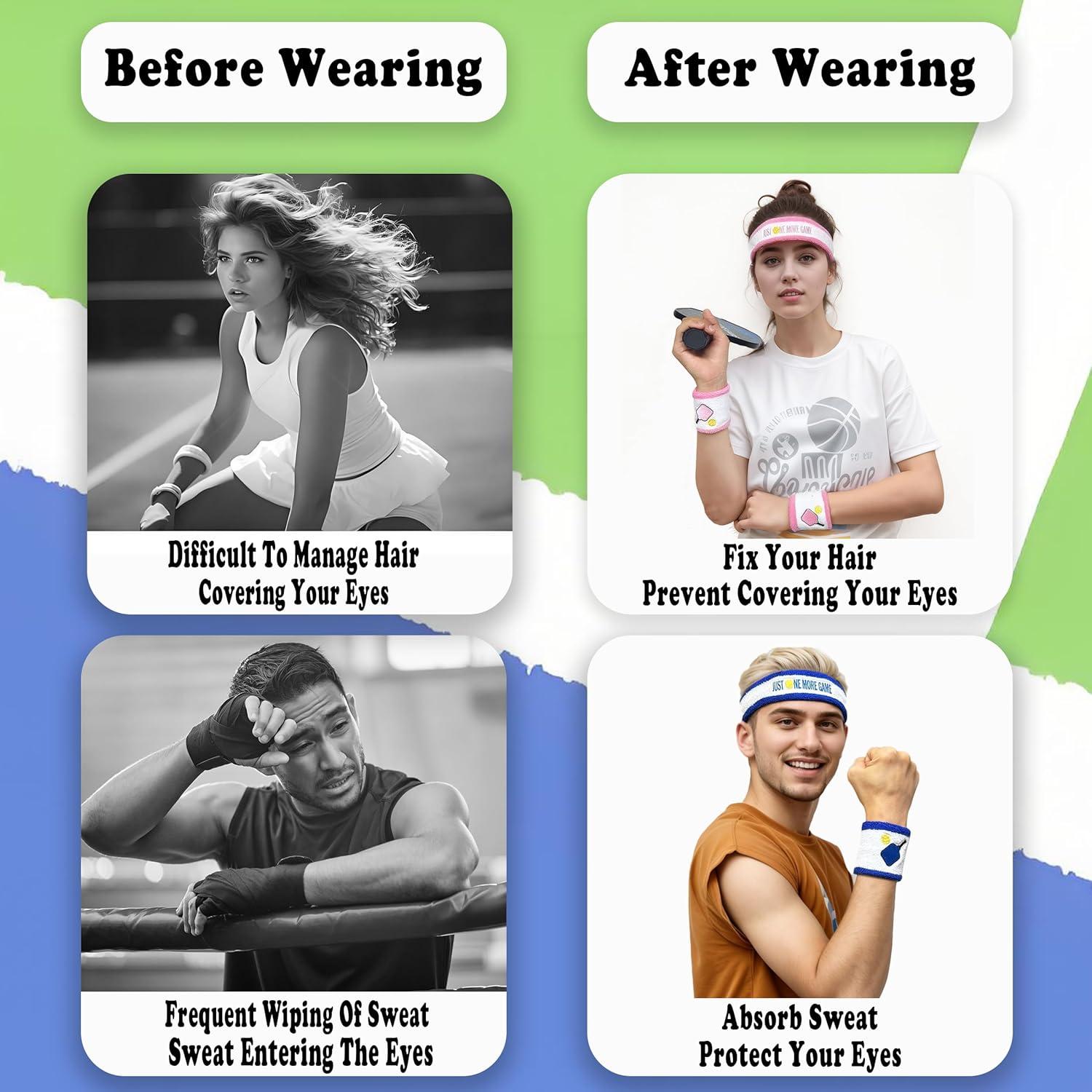 Conjunto de 3 Piezas Muñequera y Banda Cabeza MINYJHZ Rosa