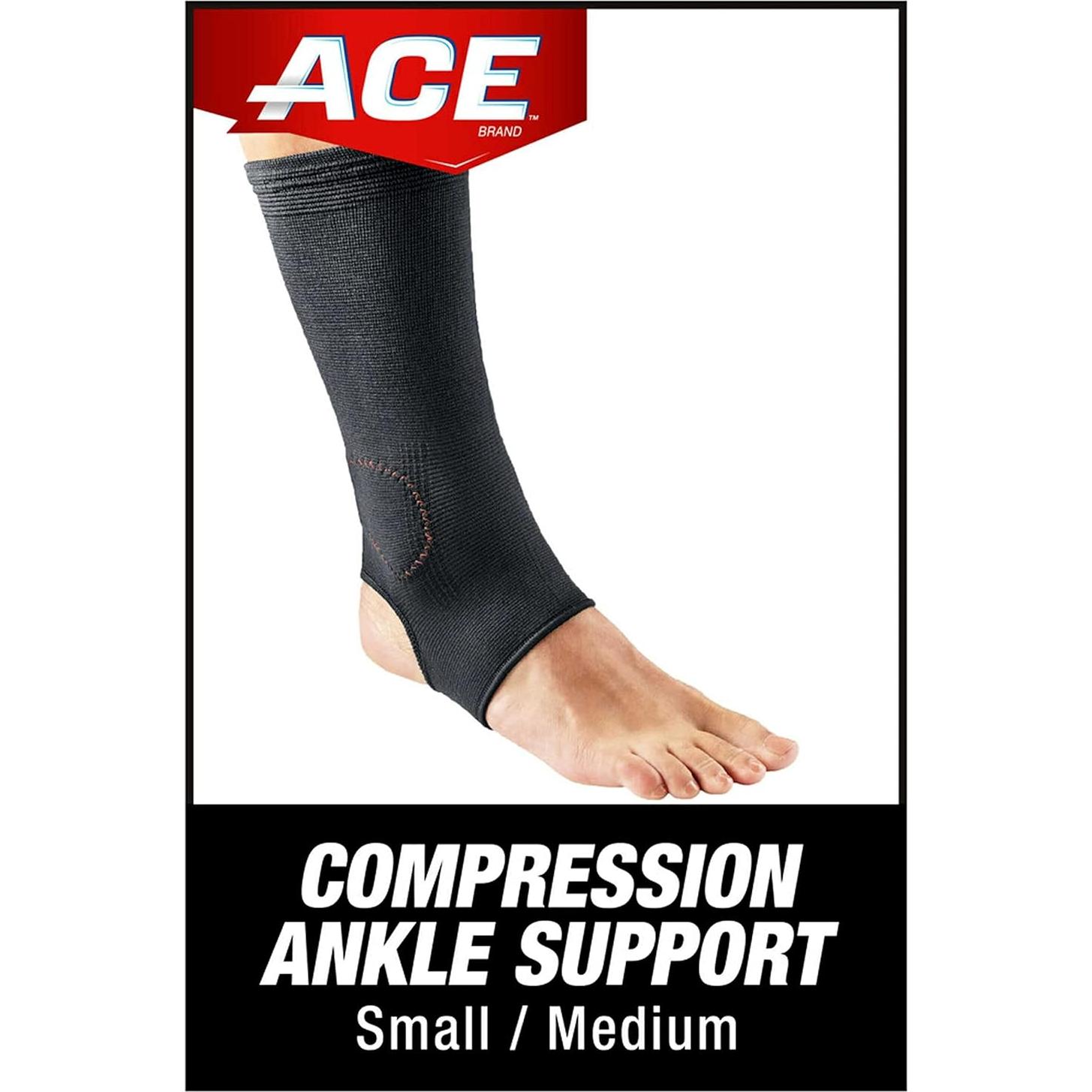 Soporte de Tobillo de Compresión ACE, Pequeño/Mediano, Negro