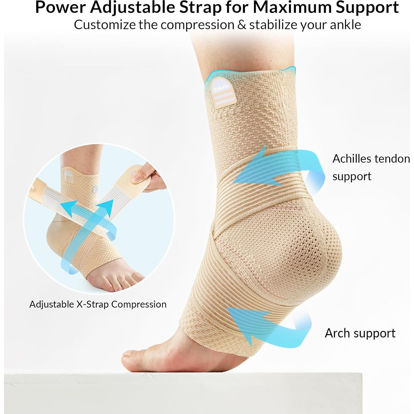 Soporte de Compresión para Tobillo ZOELION Beige Mediano