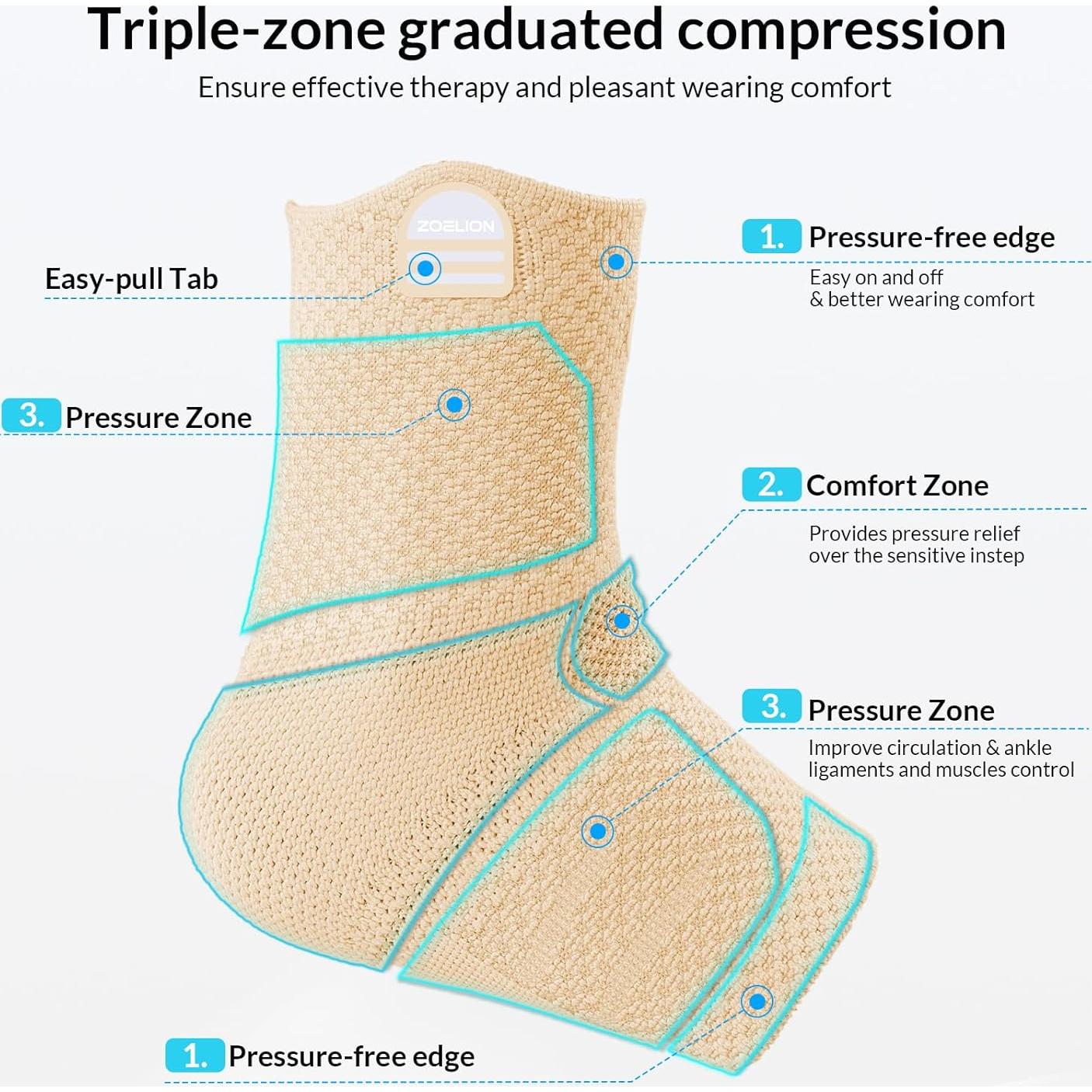 Soporte de Compresión para Tobillo ZOELION Beige Mediano