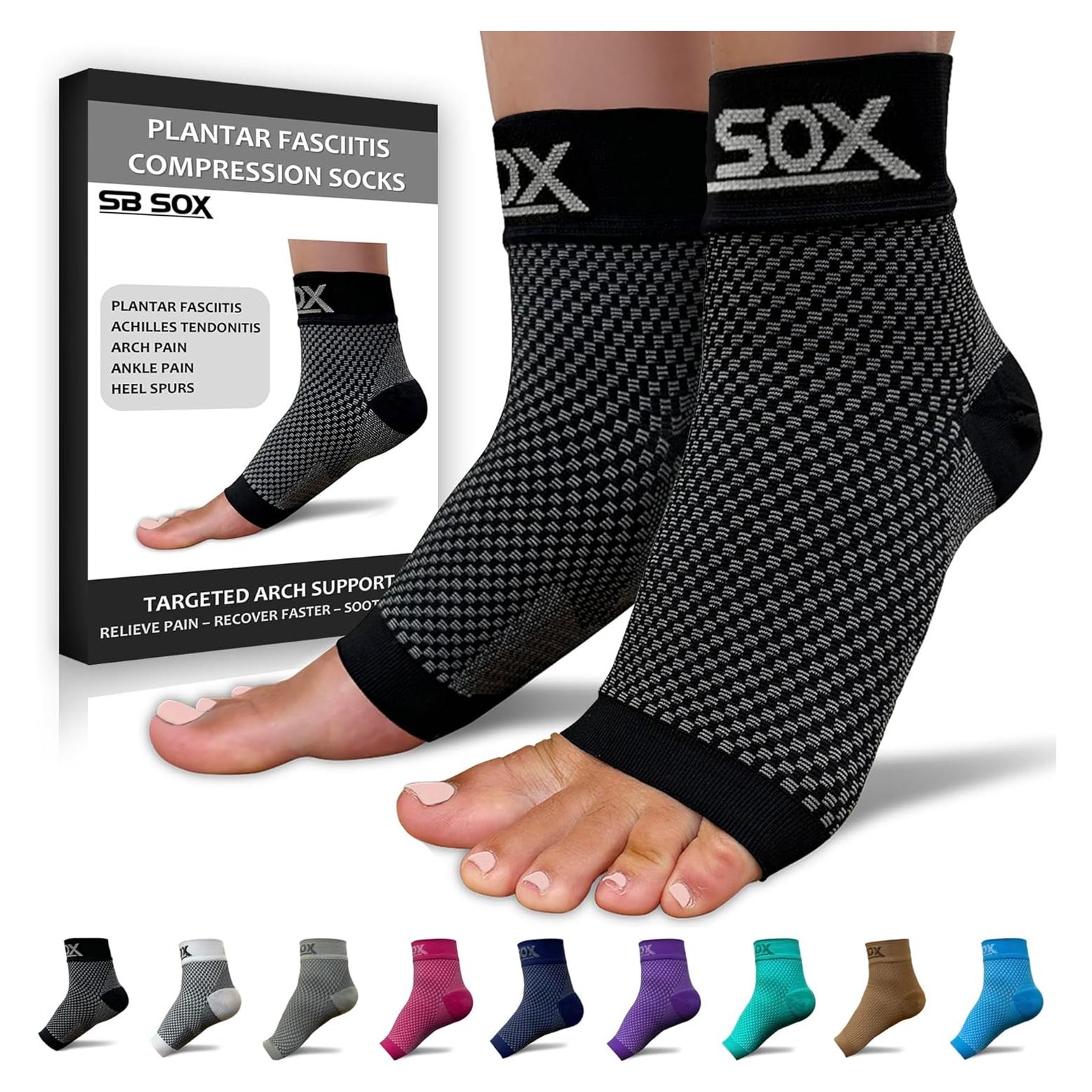 Calcetines de Compresión SB SOX para Fascitis Plantar - Negro Mediano