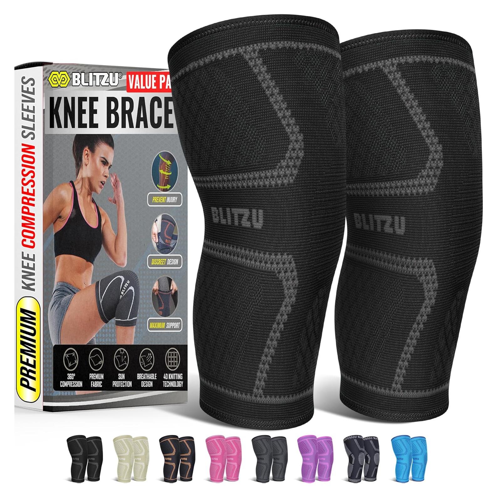 Faja de Compresión para Rodilla BLITZU - 1 Par Negro S