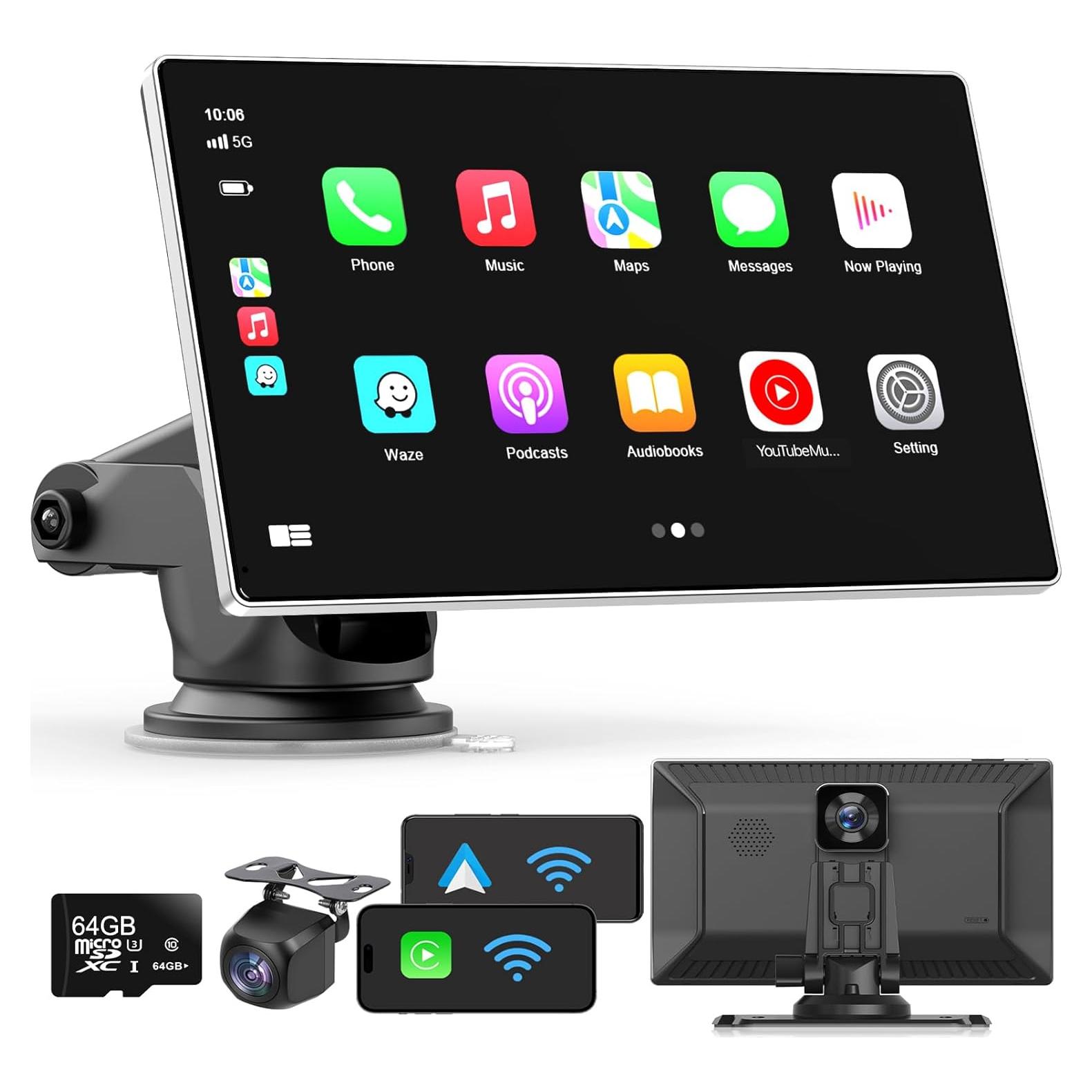 Pantalla portátil Madoec Carplay 9" inalámbrica GPS 4K