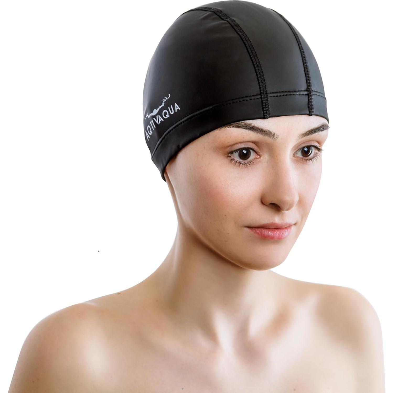 Gorro de natación AqtivAqua spandex unisex negro