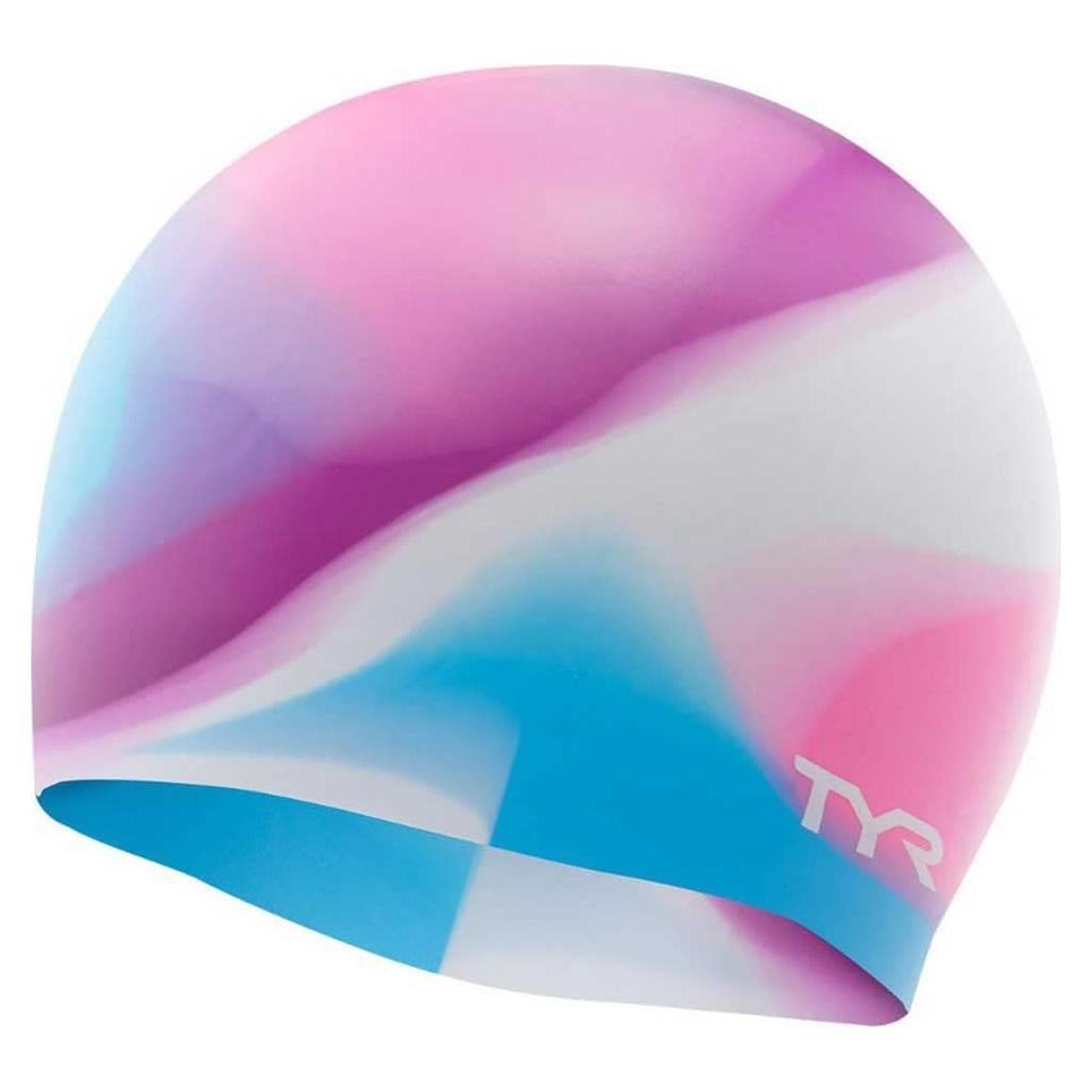 Gorro de Natación TYR Junior Tie Dye Rosa/Púrpura/Azul