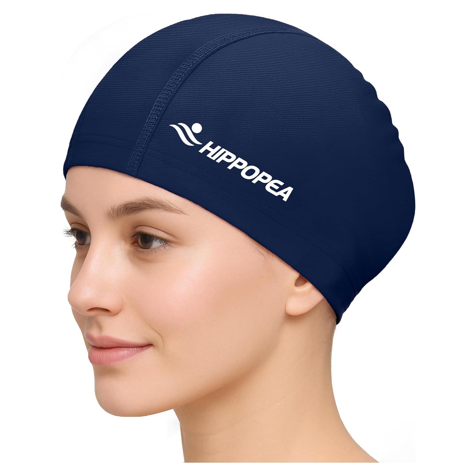 Gorro de Natación de Tela HIPPOPEA Unisex Azul Oscuro